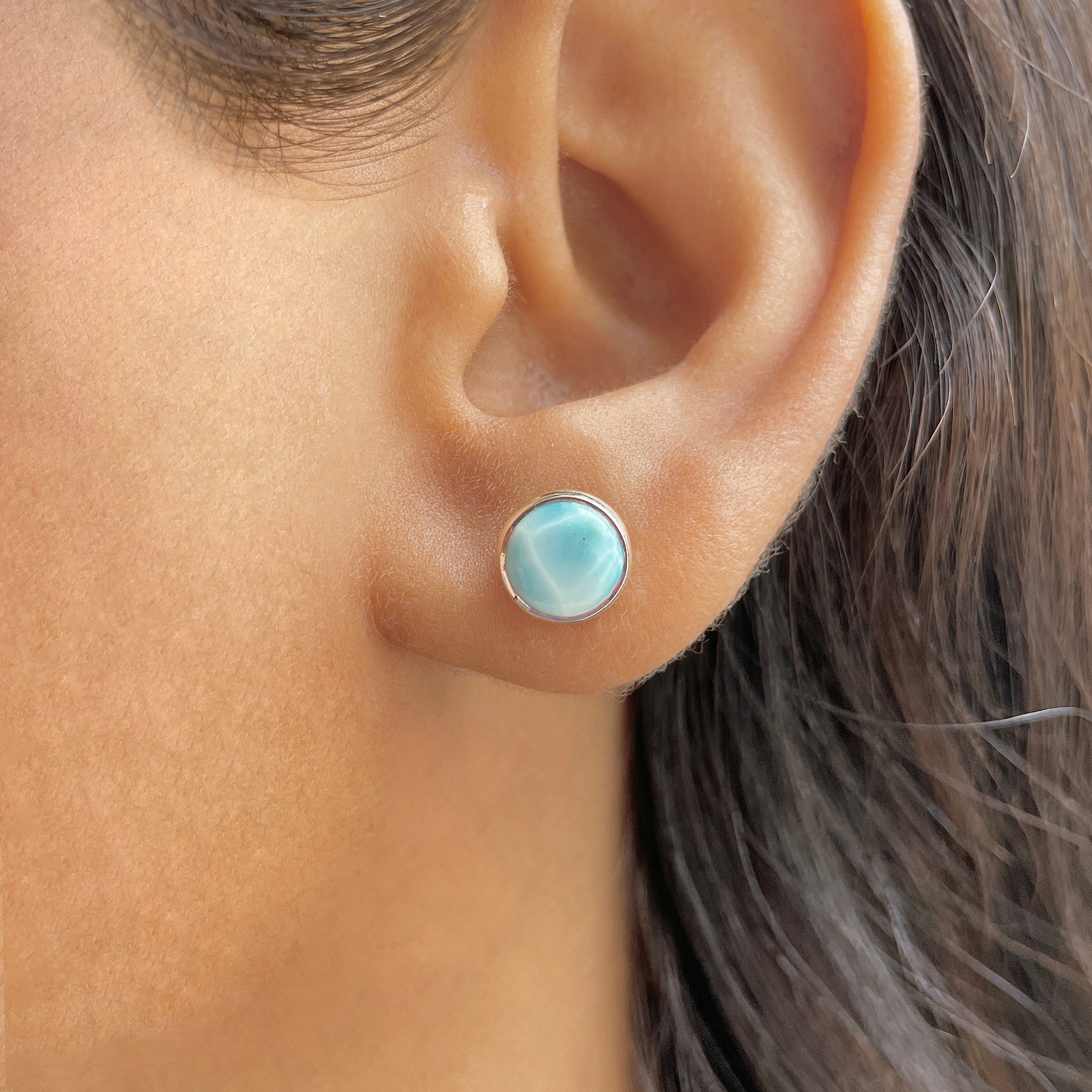 Larimar Stud Earring-(LAR-E-2347.)