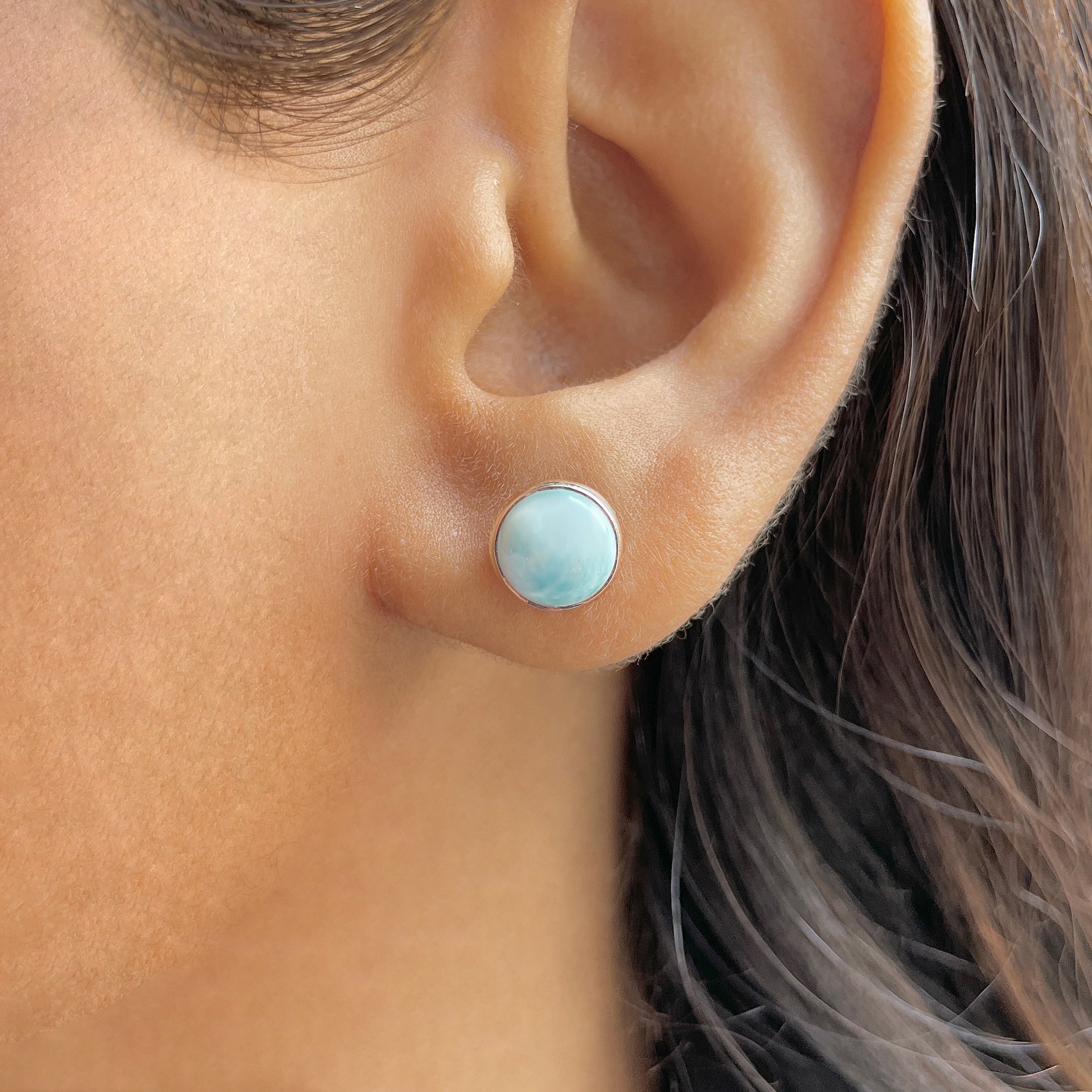 Larimar Stud Earring-(LAR-E-2348.)