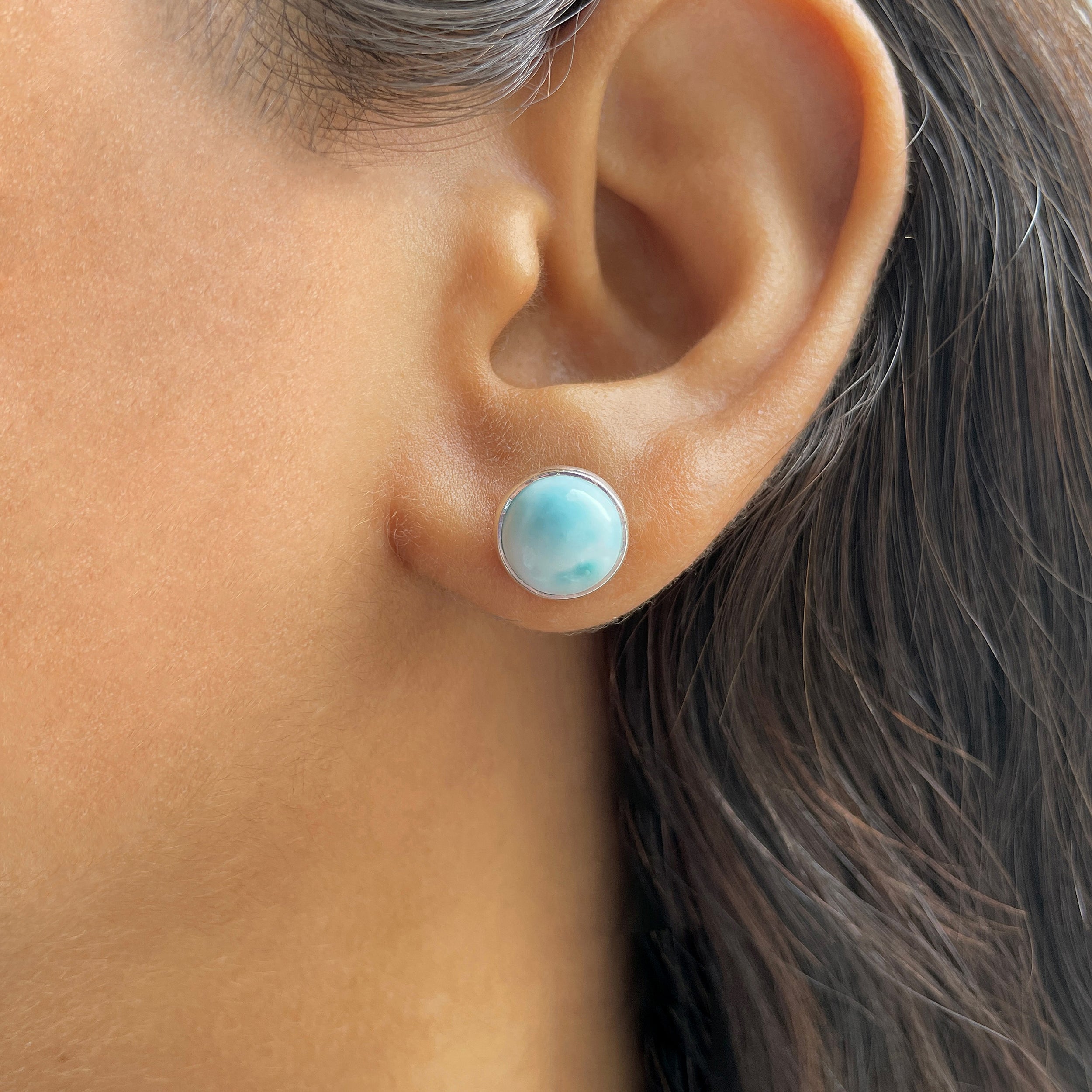 Larimar Stud Earring-(LAR-E-2349.)