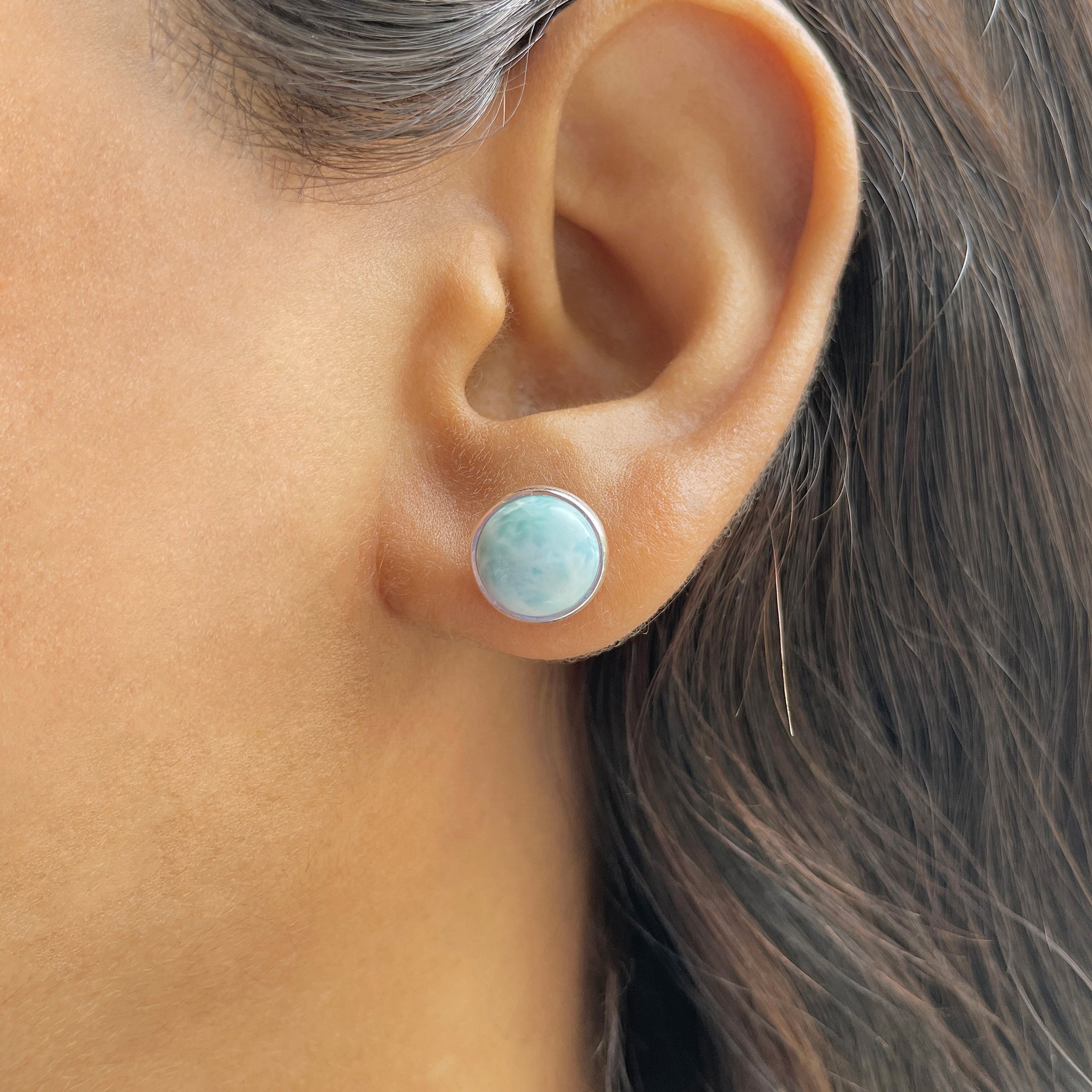 Larimar Stud Earring-(LAR-E-2350.)