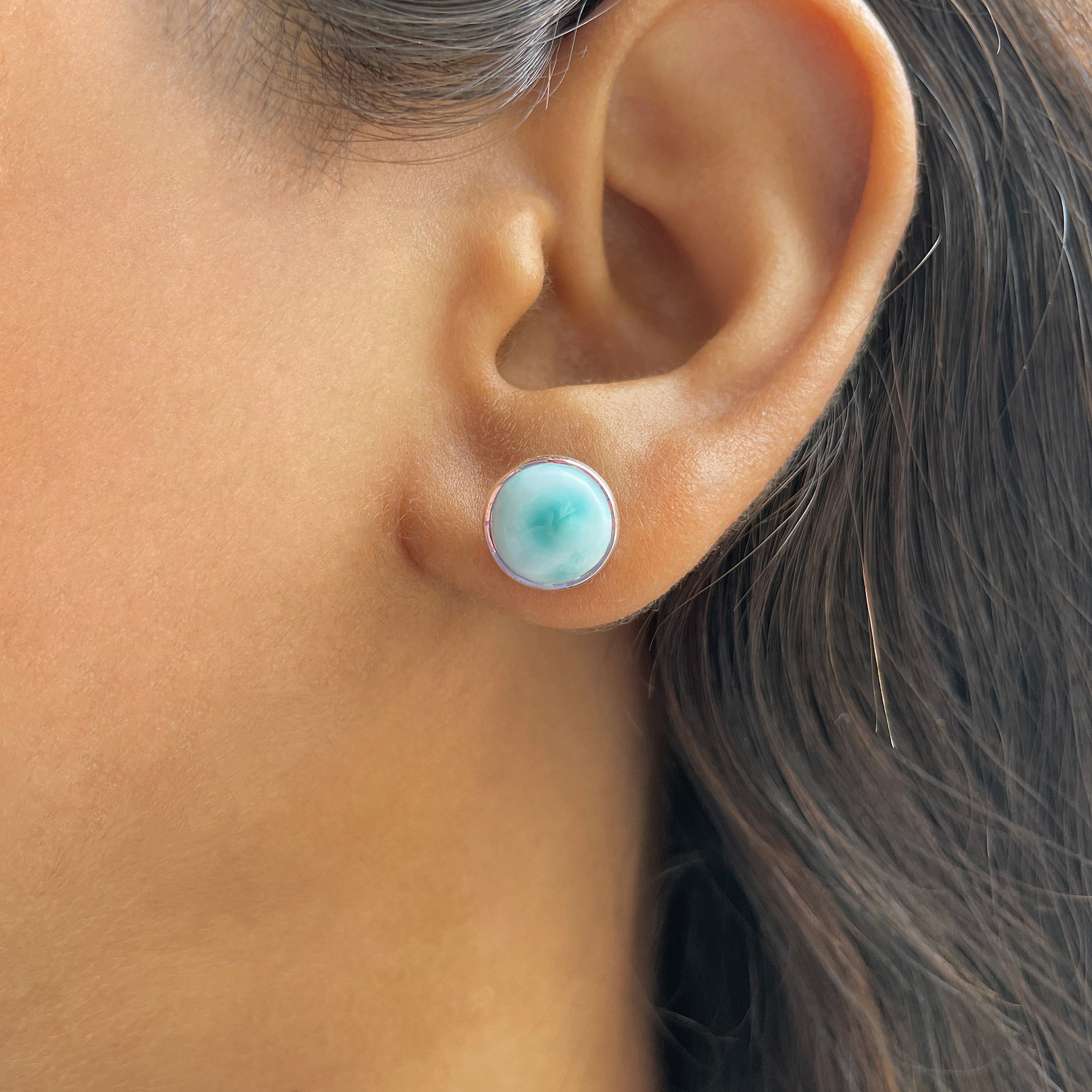 Larimar Stud Earring-(LAR-E-2351.)