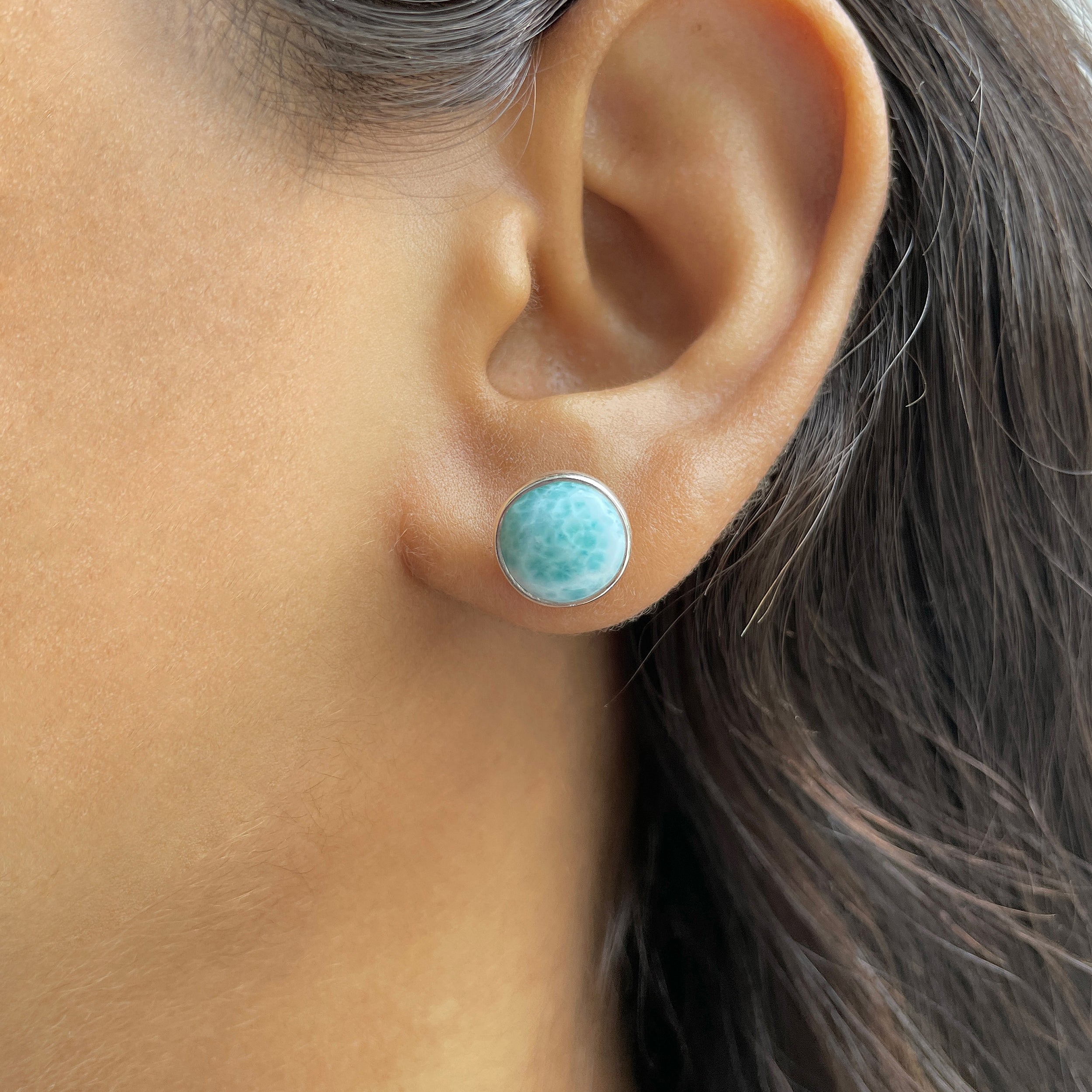Larimar Stud Earring-(LAR-E-2352.)