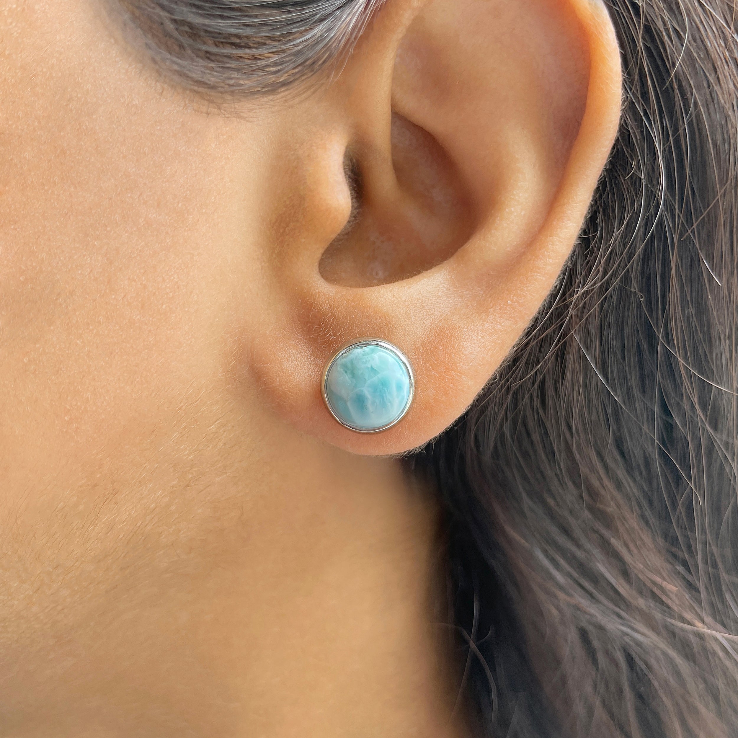 Larimar Stud Earring-(LAR-E-2353.)