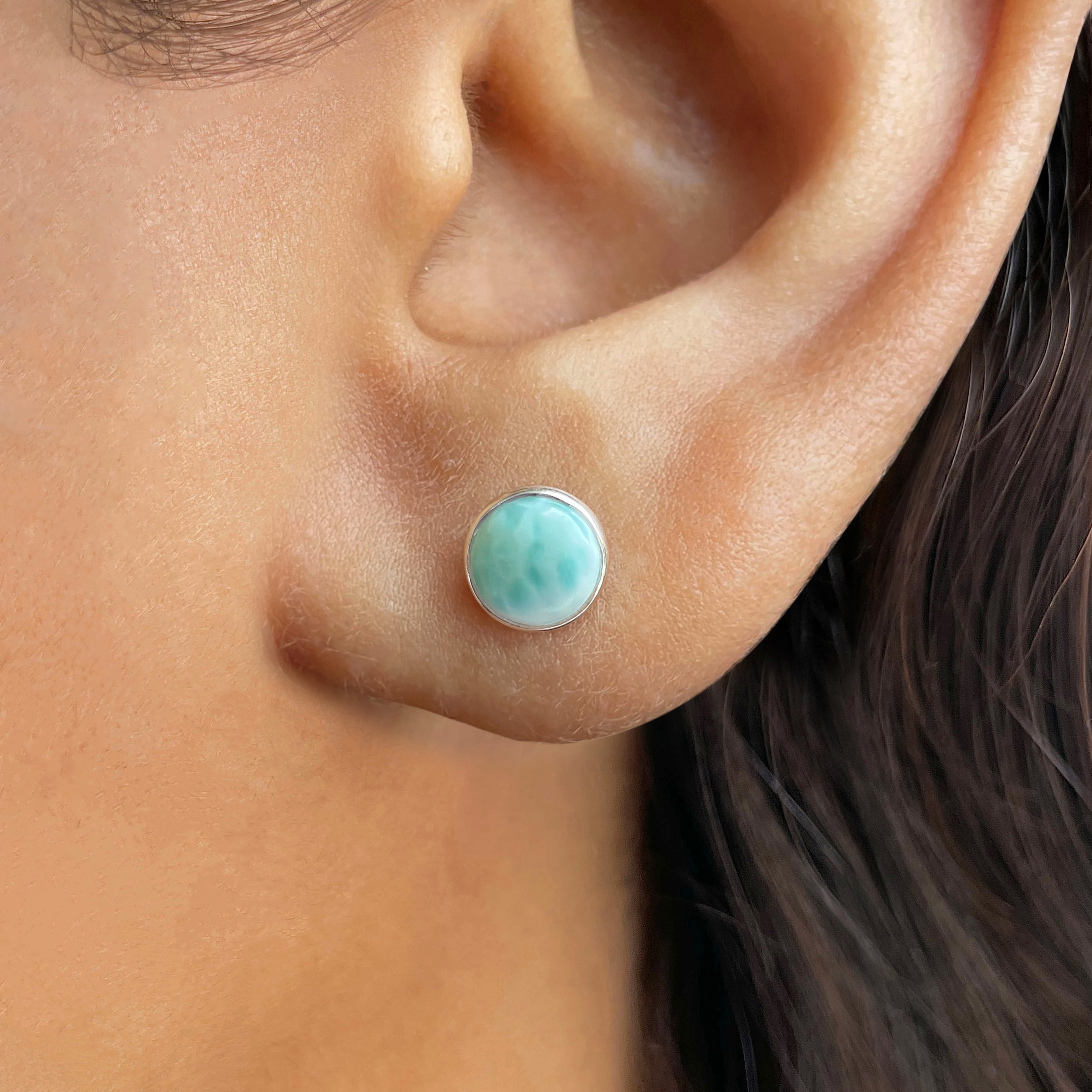 Larimar Stud Earring-(LAR-E-2354.)