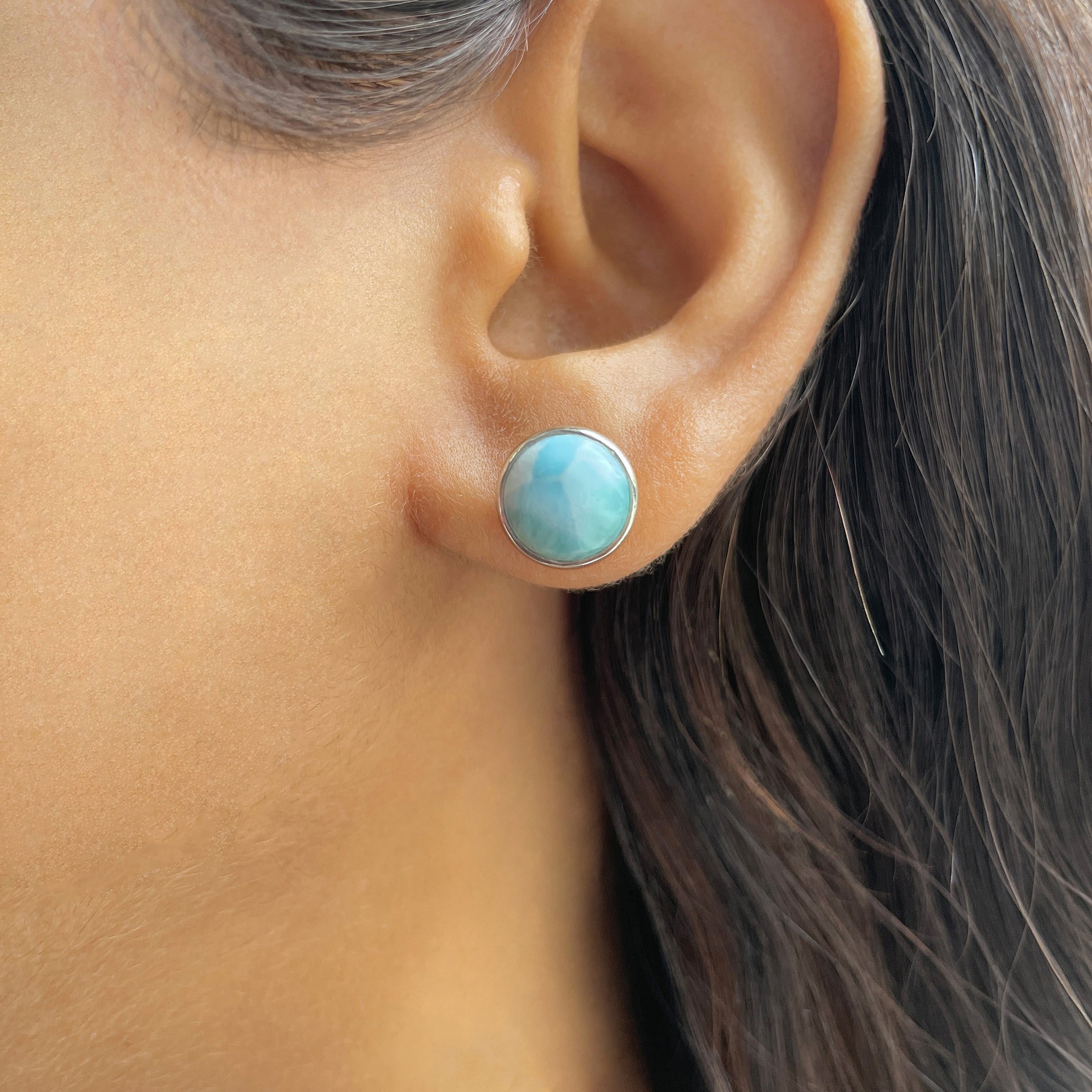 Larimar Stud Earring-(LAR-E-2355.)