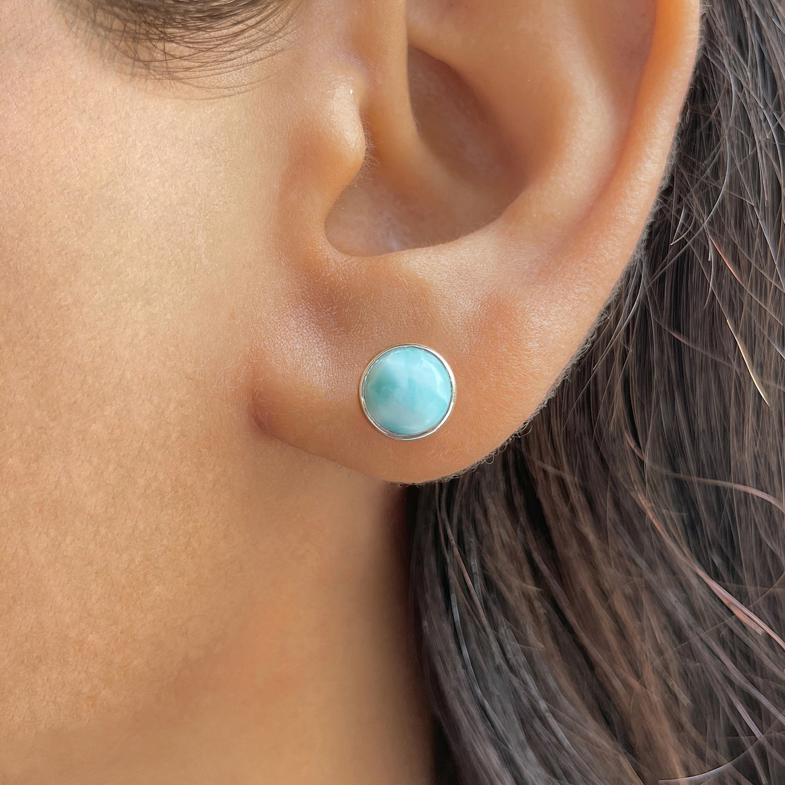 Larimar Stud Earring-(LAR-E-2356.)