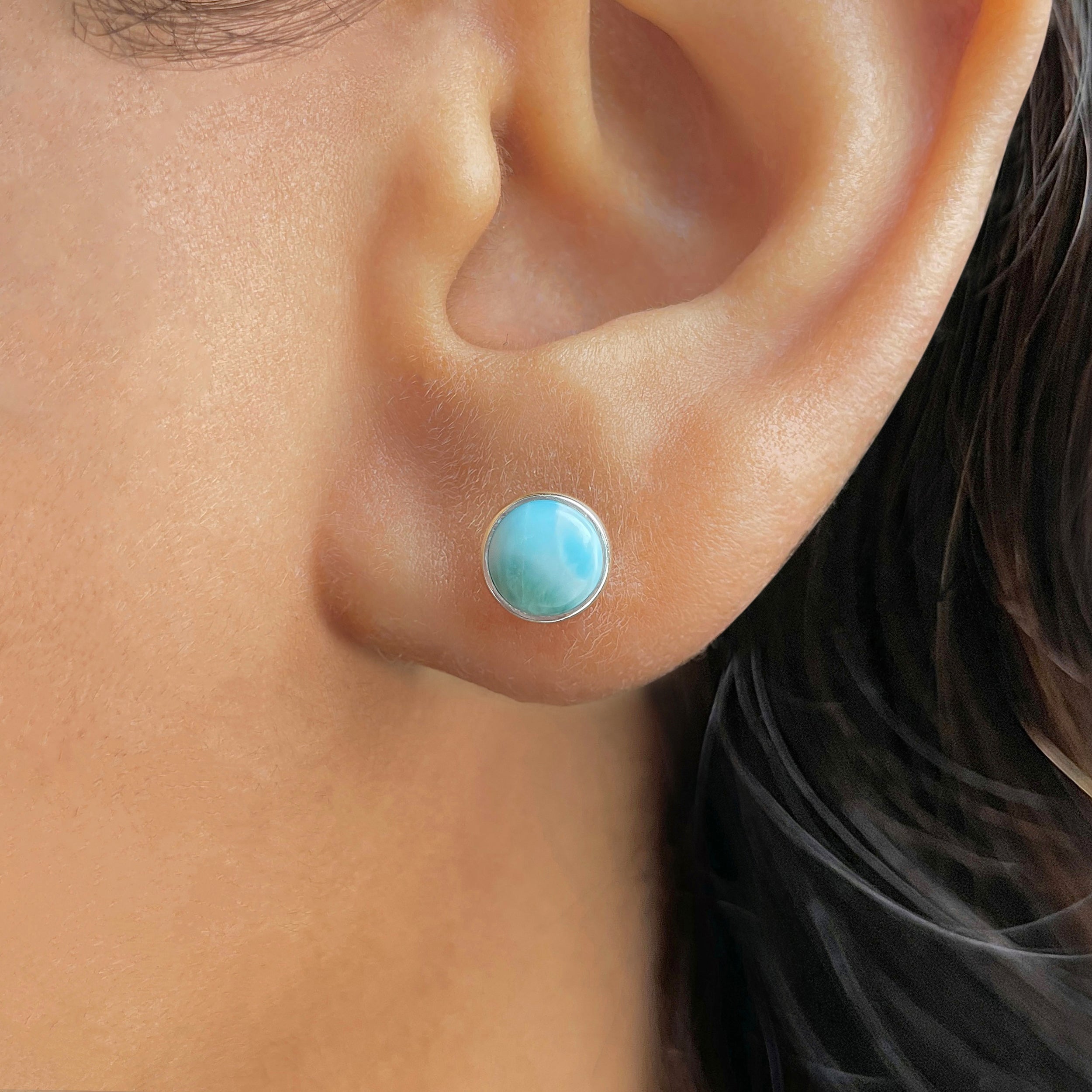 Larimar Stud Earring-(LAR-E-2357.)