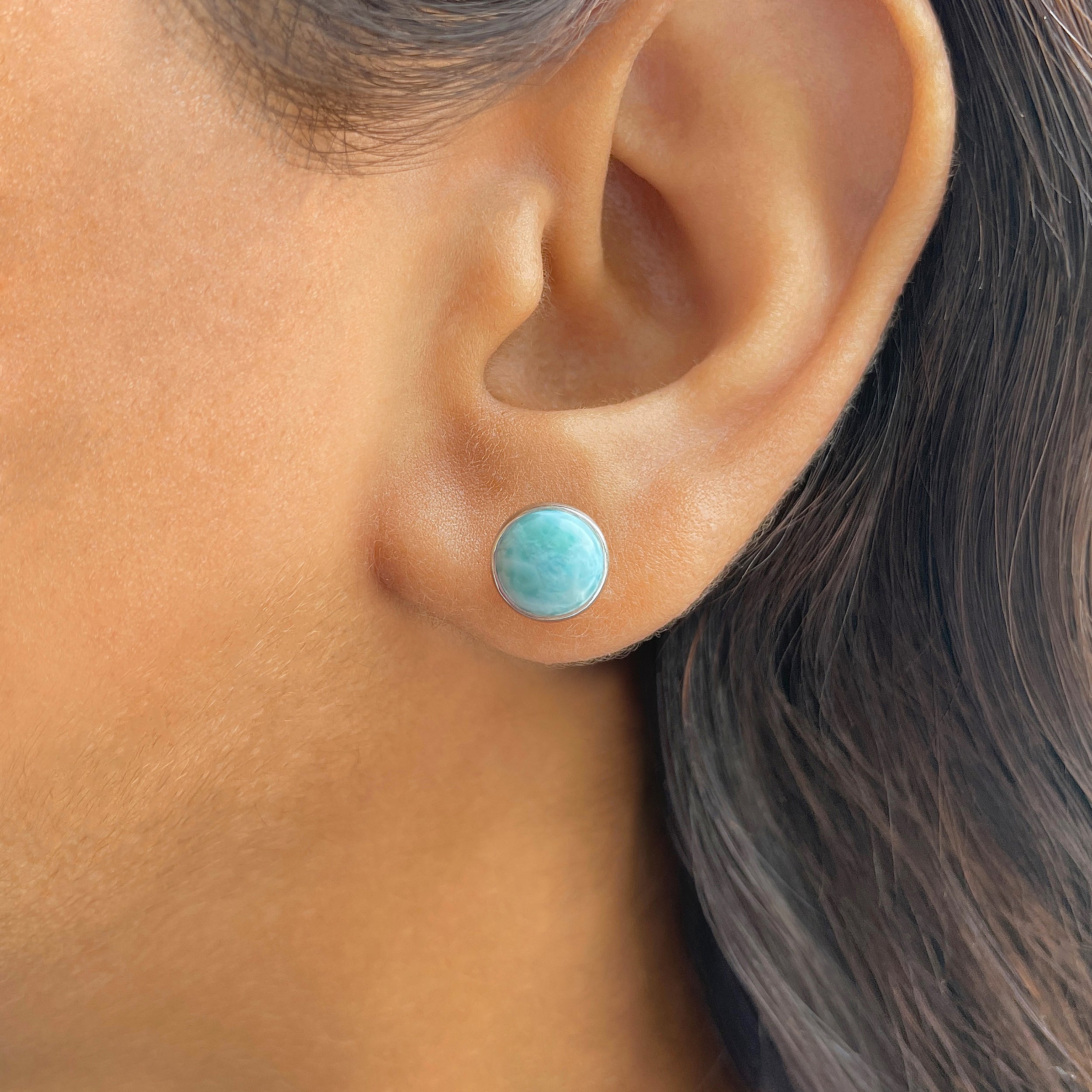 Larimar Stud Earring-(LAR-E-2358.)
