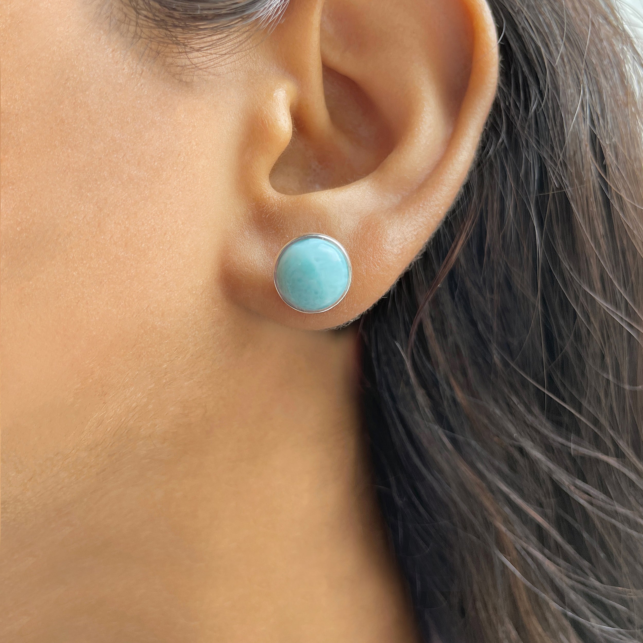 Larimar Stud Earring-(LAR-E-2361.)