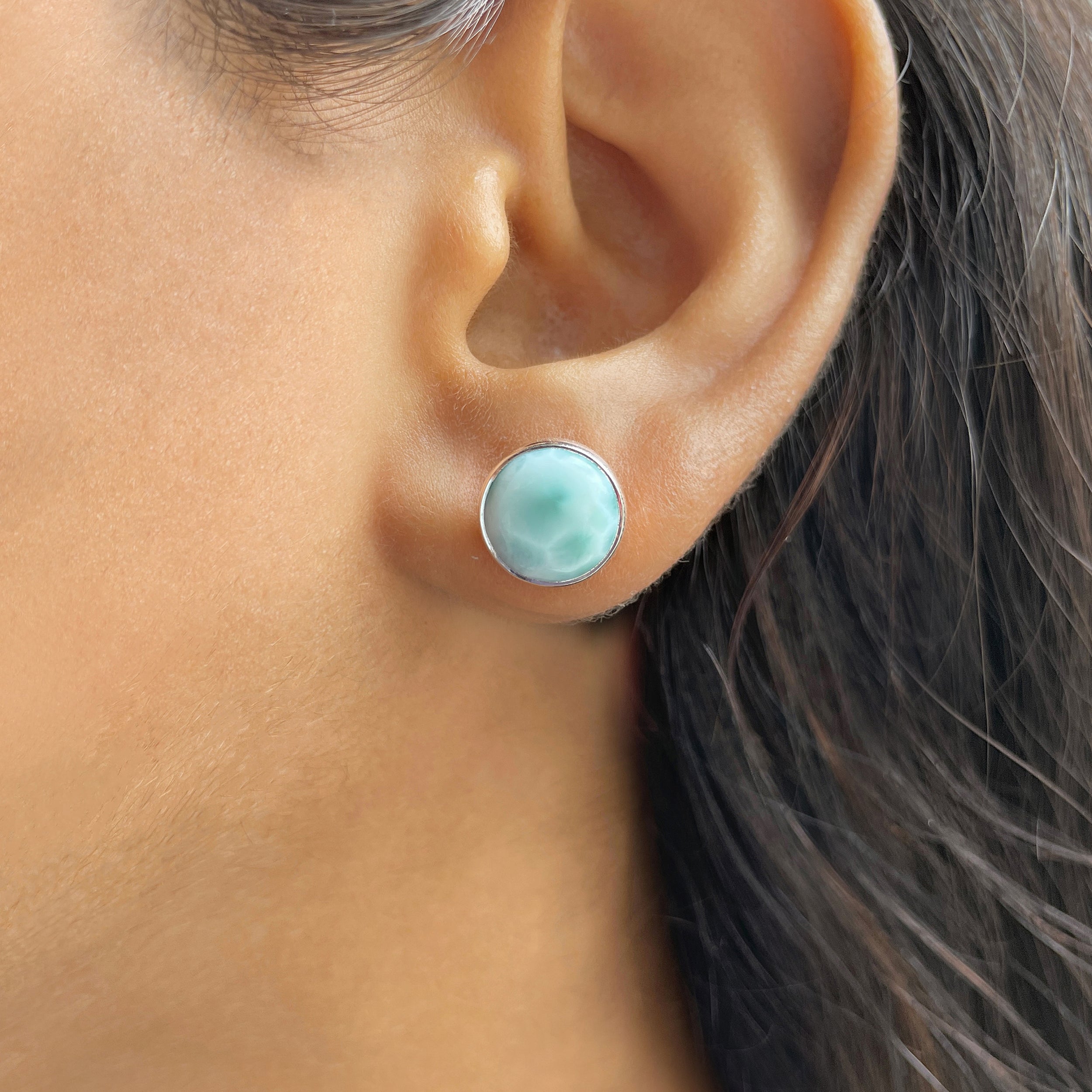 Larimar Stud Earring-(LAR-E-2362.)