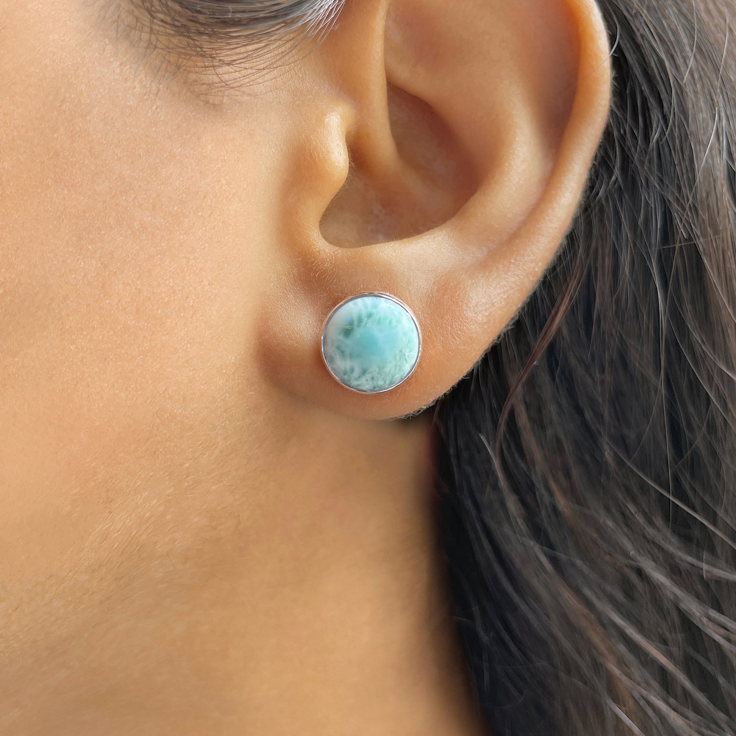 Larimar Stud Earring-(LAR-E-2364.)