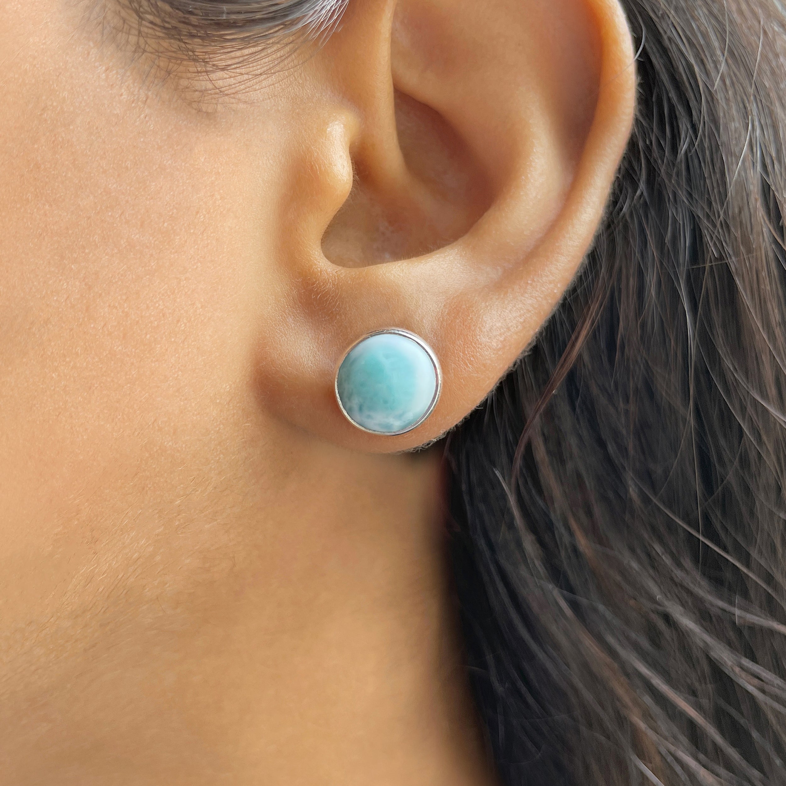 Larimar Stud Earring-(LAR-E-2365.)
