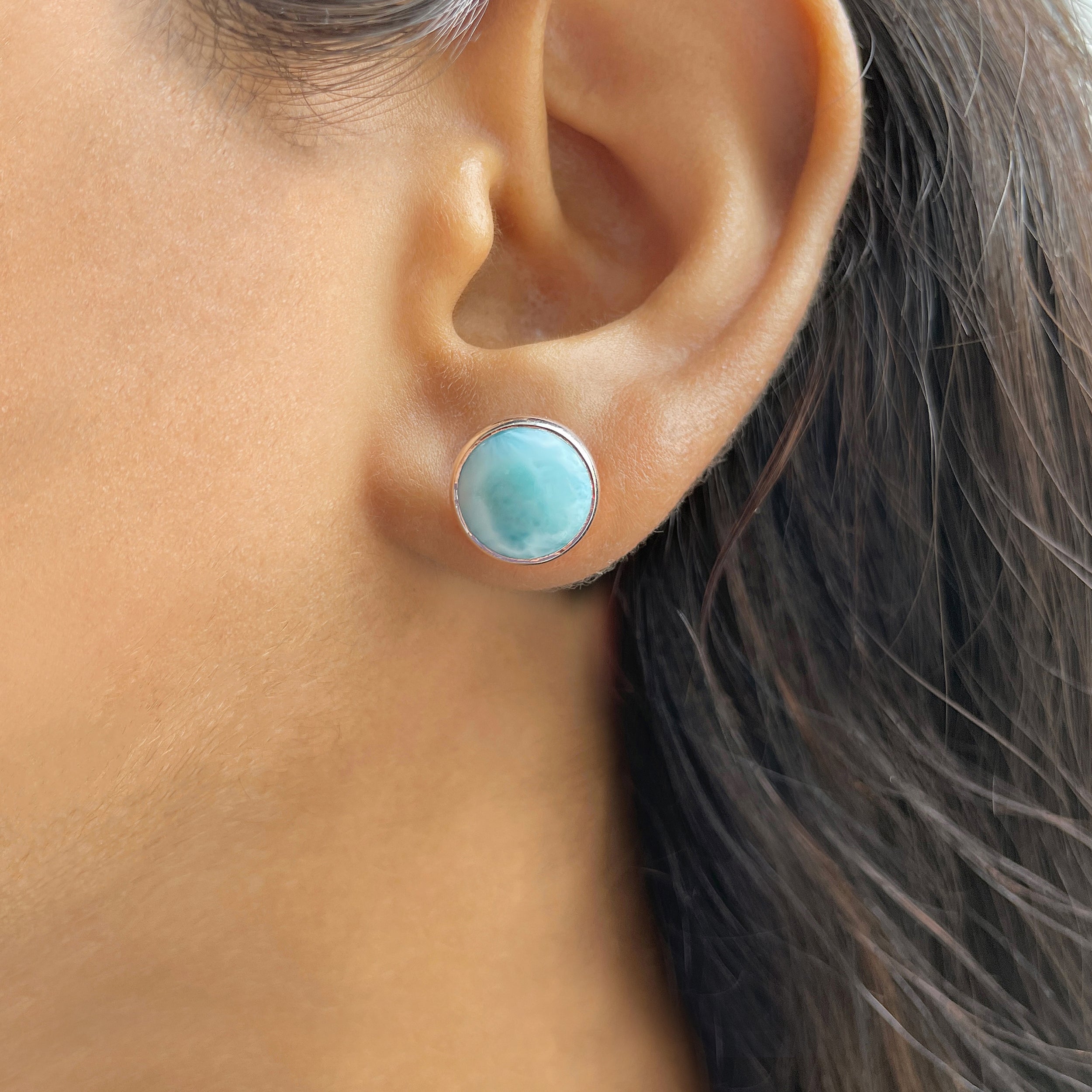 Larimar Stud Earring-(LAR-E-2366.)