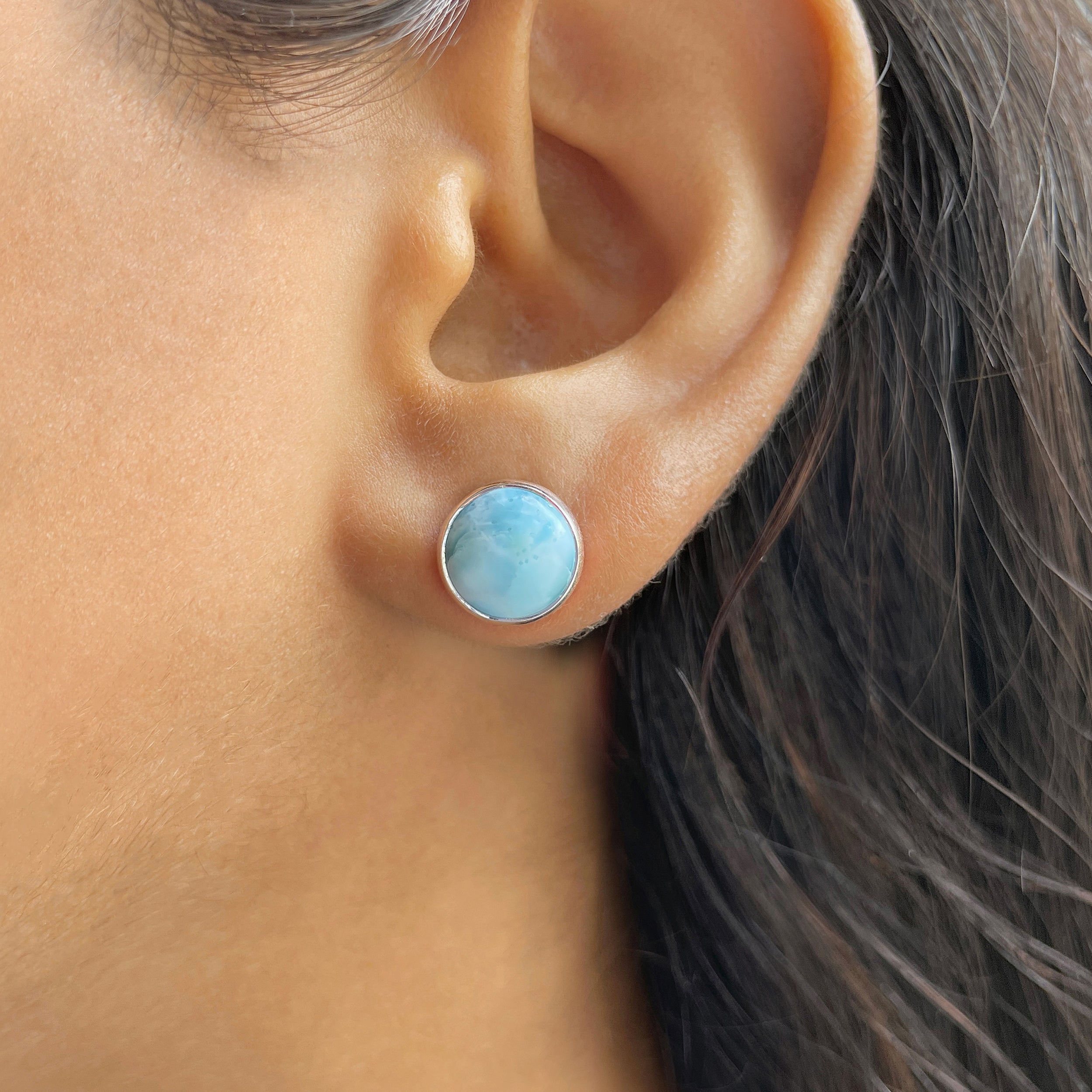 Larimar Stud Earring-(LAR-E-2367.)