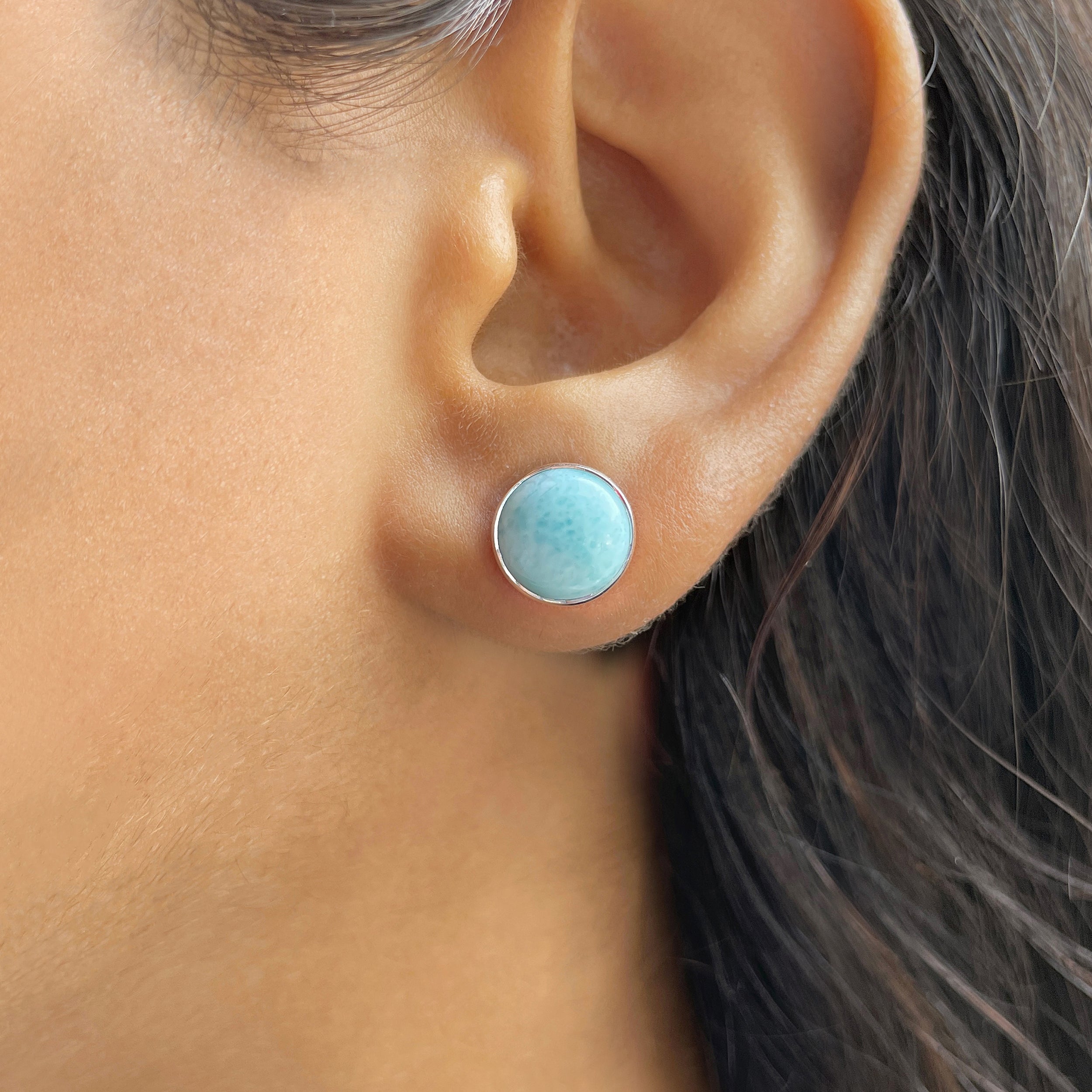 Larimar Stud Earring-(LAR-E-2368.)
