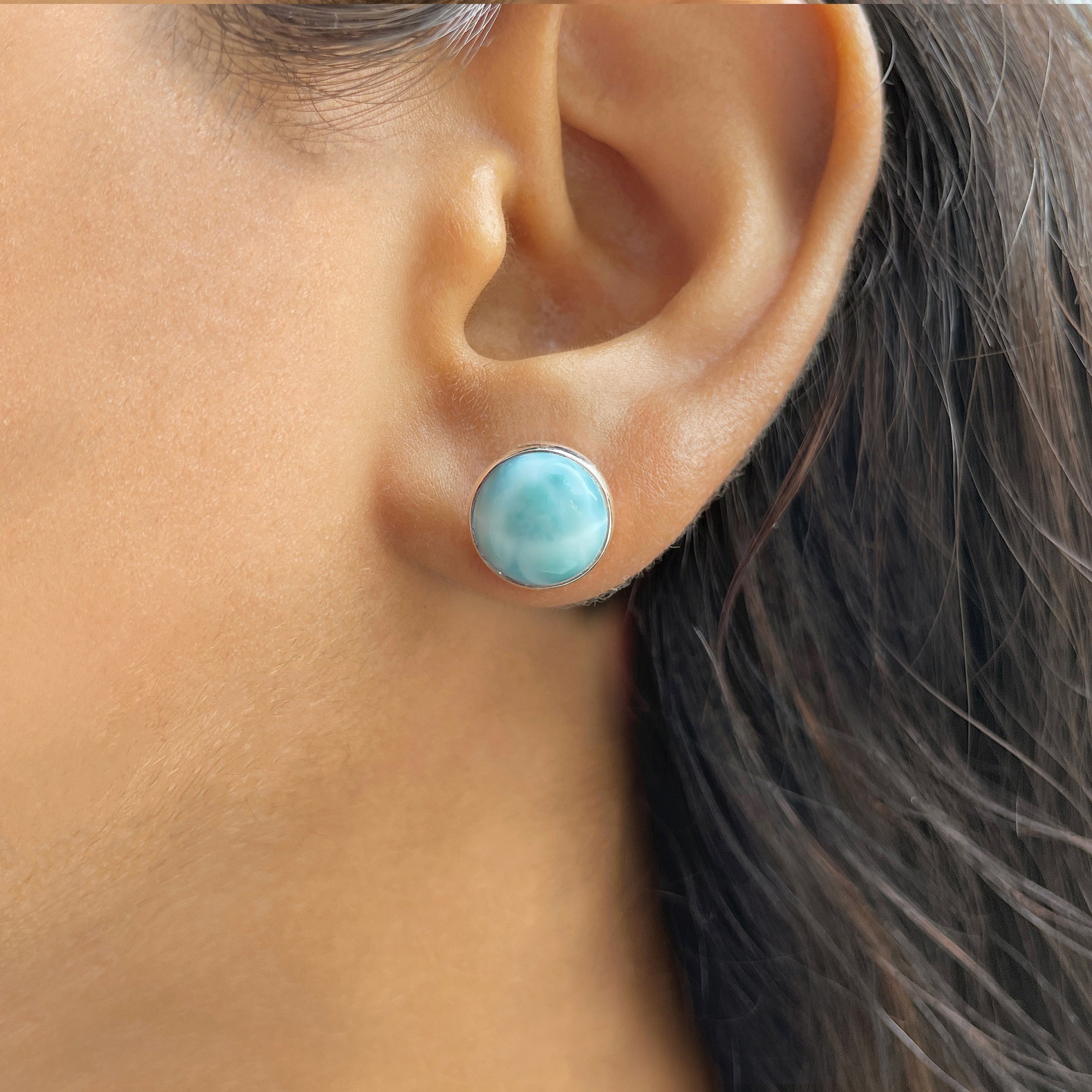 Larimar Stud Earring-(LAR-E-2369.)
