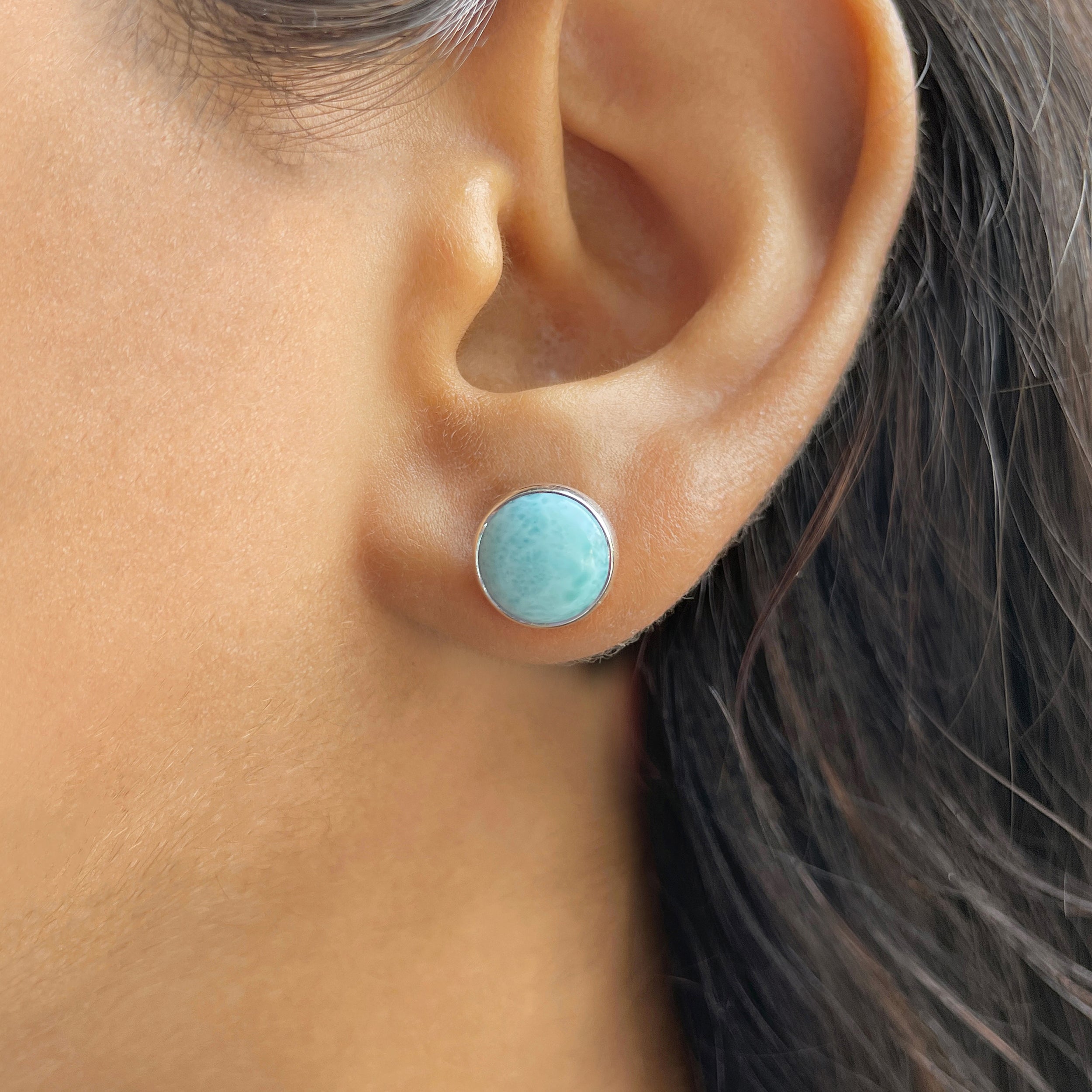Larimar Stud Earring-(LAR-E-2370.)