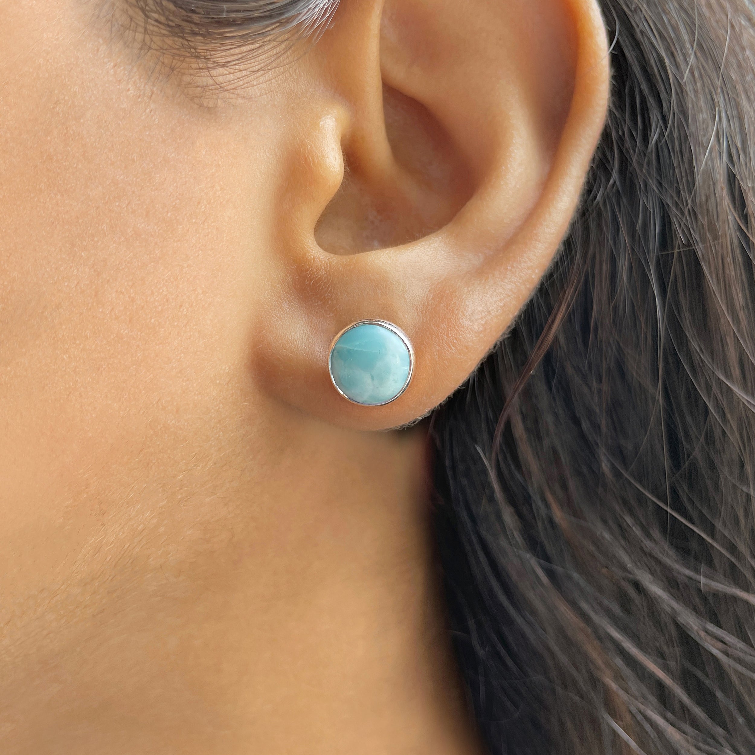 Larimar Stud Earring-(LAR-E-2371.)