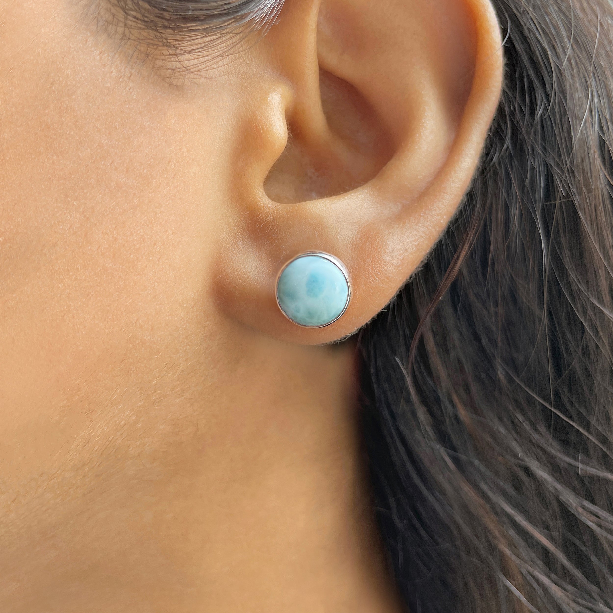Larimar Stud Earring-(LAR-E-2372.)