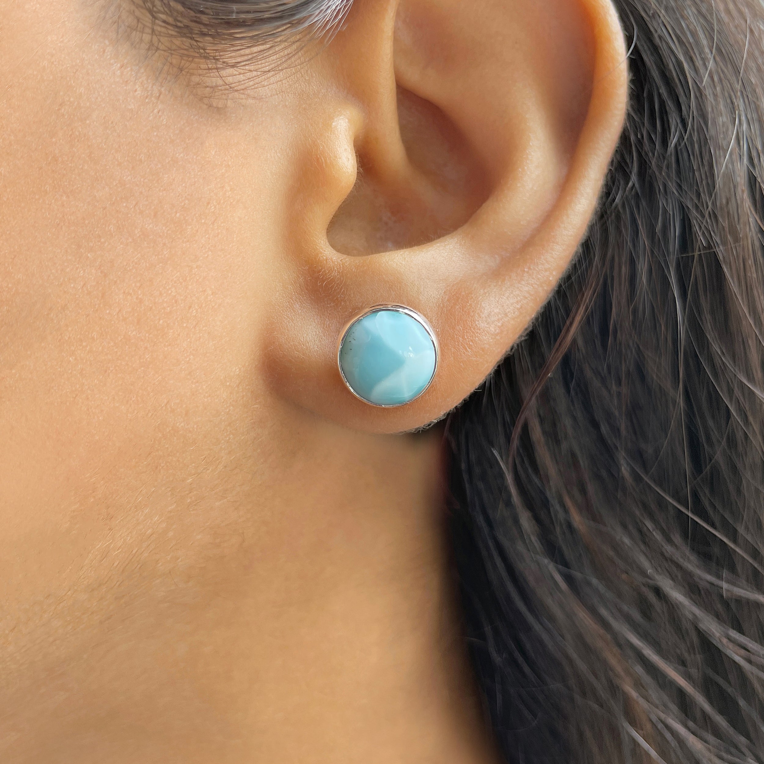 Larimar Stud Earring-(LAR-E-2373.)