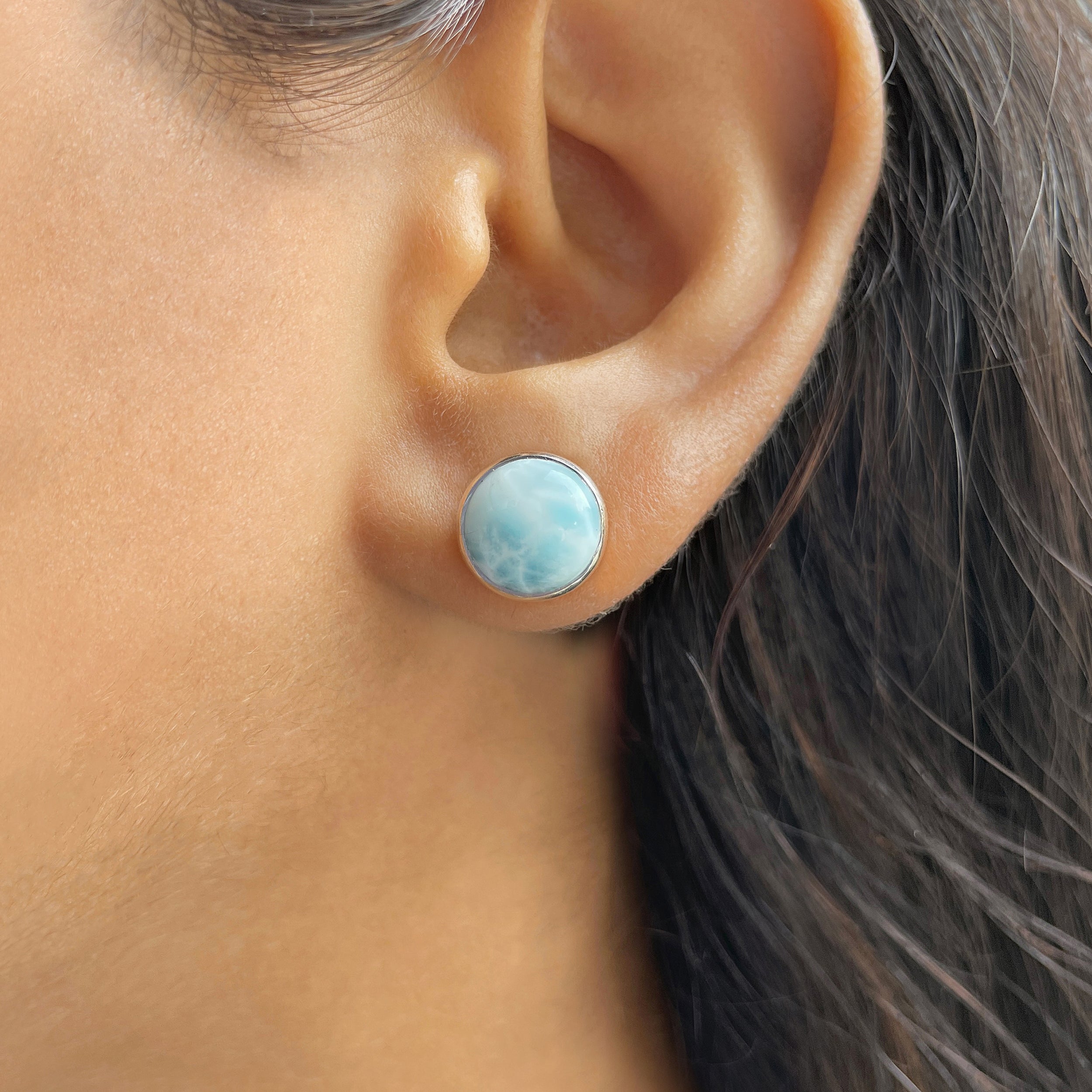 Larimar Stud Earring-(LAR-E-2376.)