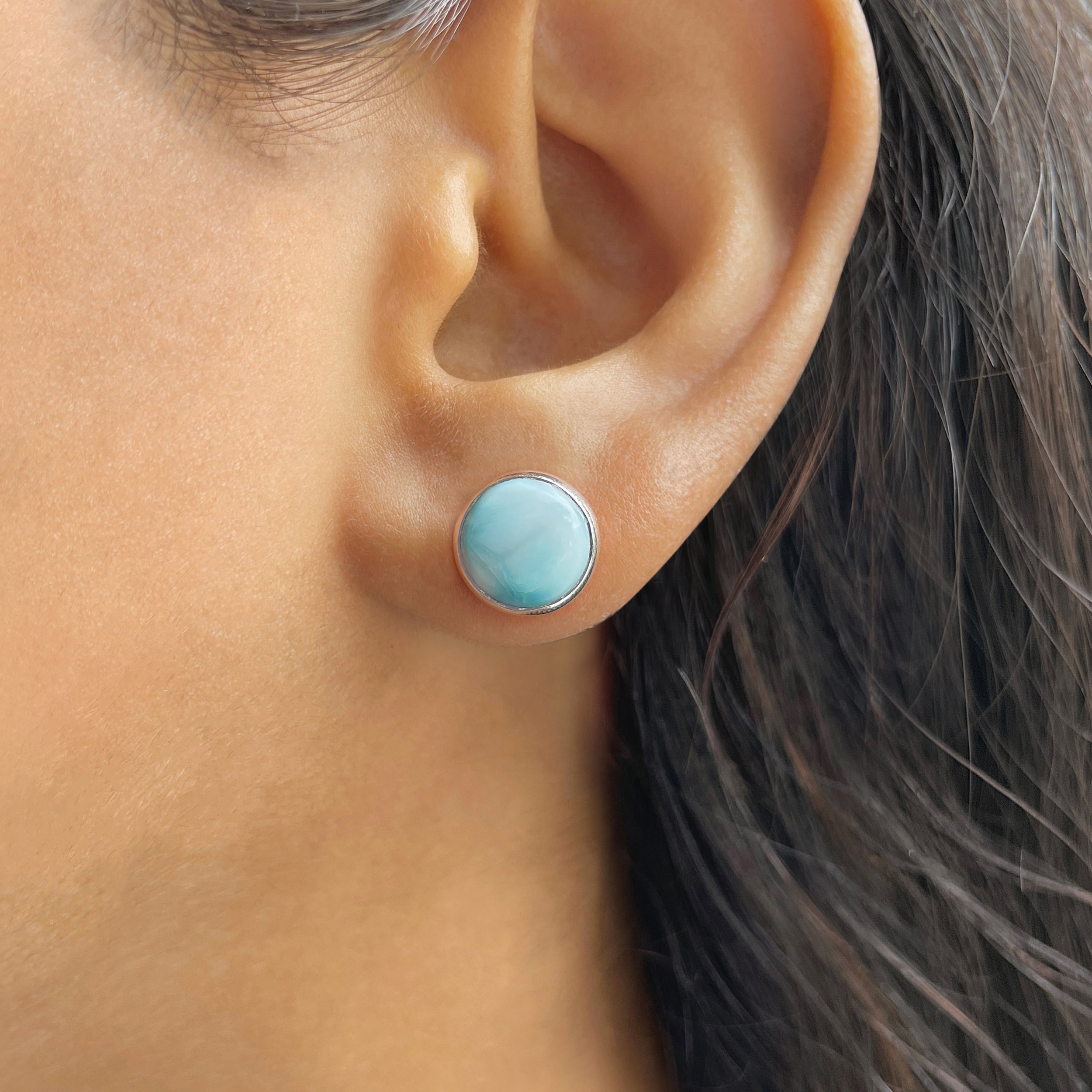 Larimar Stud Earring-(LAR-E-2377.)