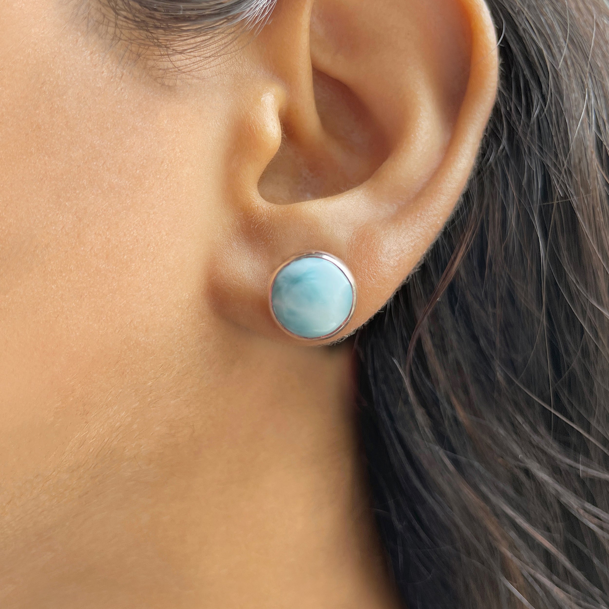 Larimar Stud Earring-(LAR-E-2378.)