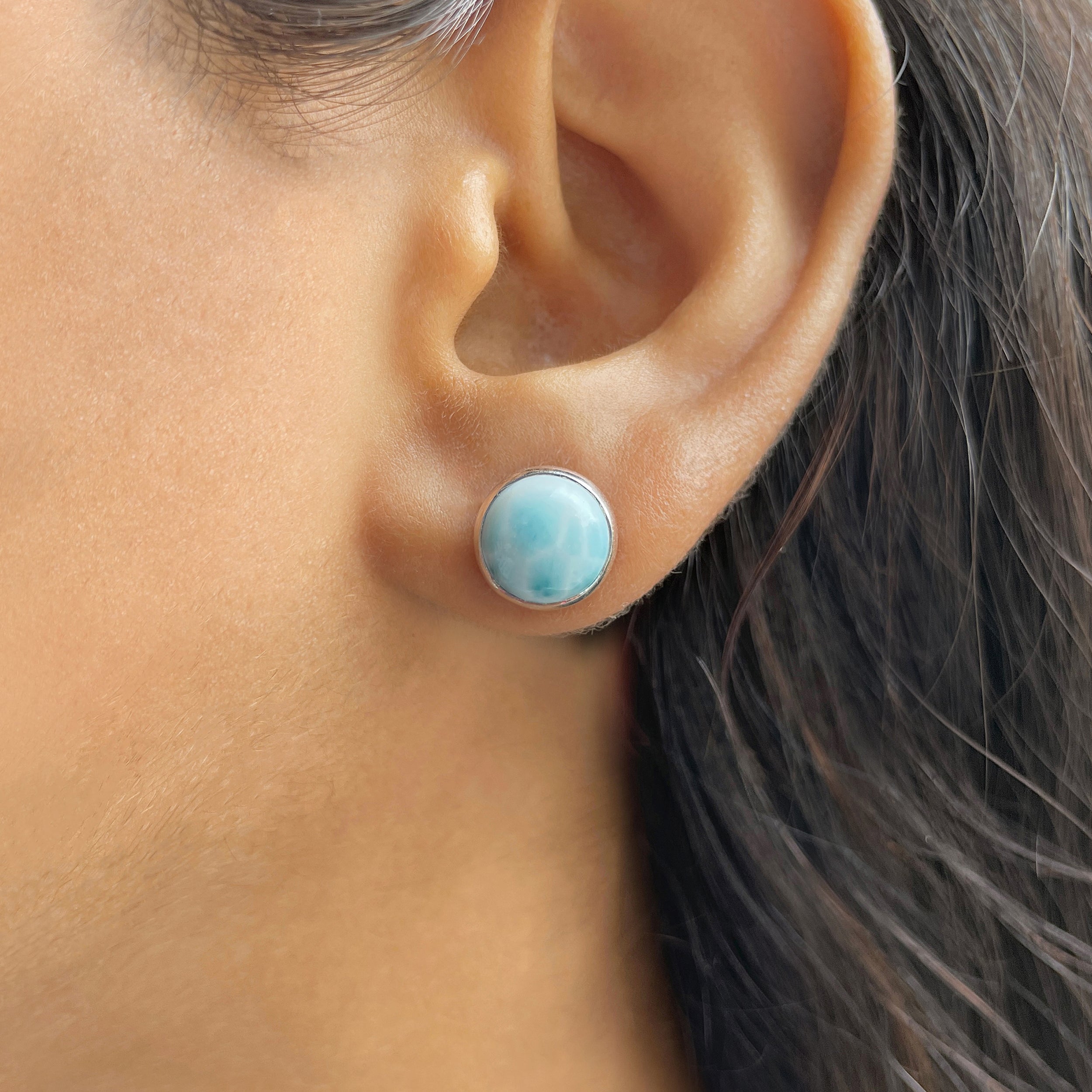 Larimar Stud Earring-(LAR-E-2379.)