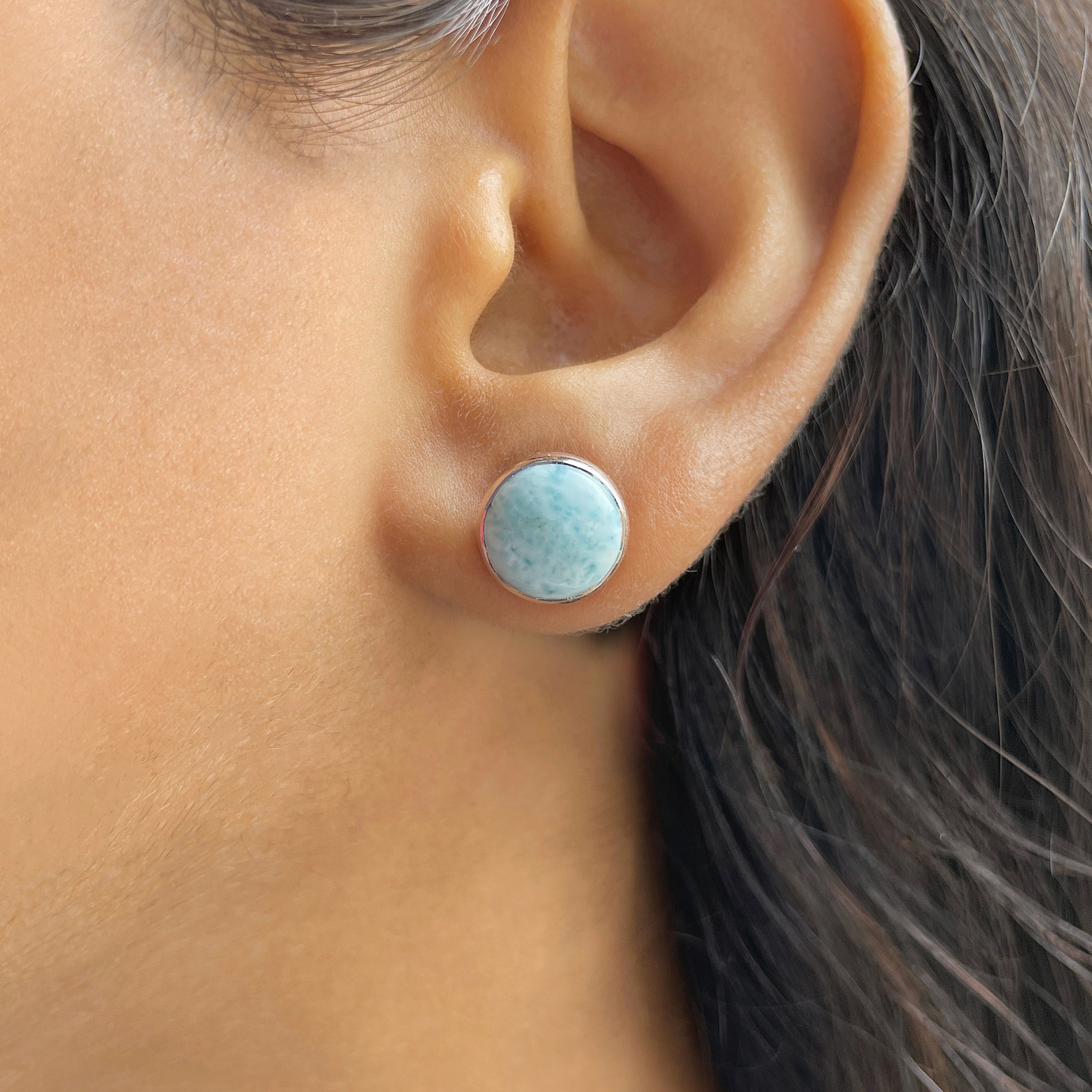 Larimar Stud Earring-(LAR-E-2380.)