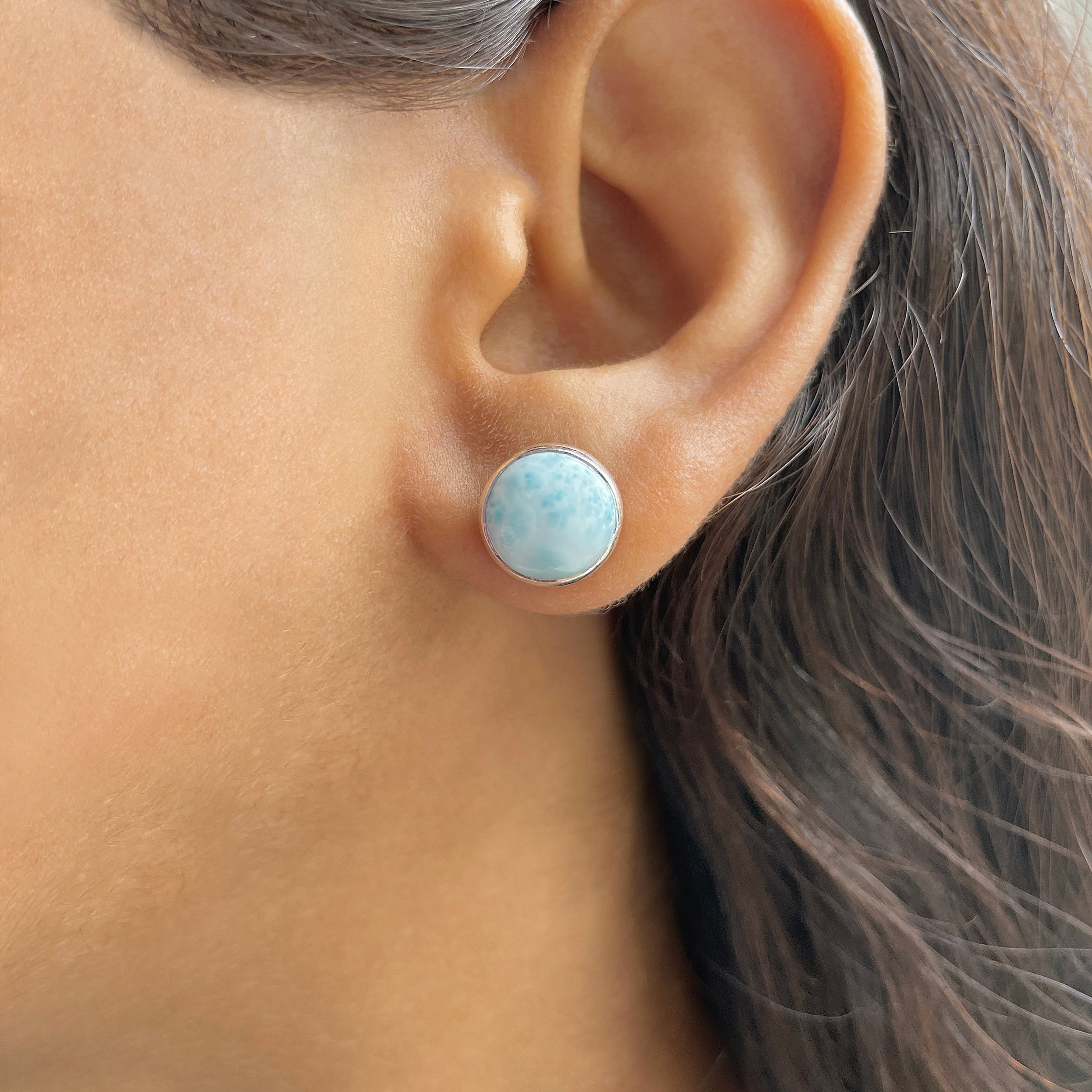 Larimar Stud Earring-(LAR-E-2381.)