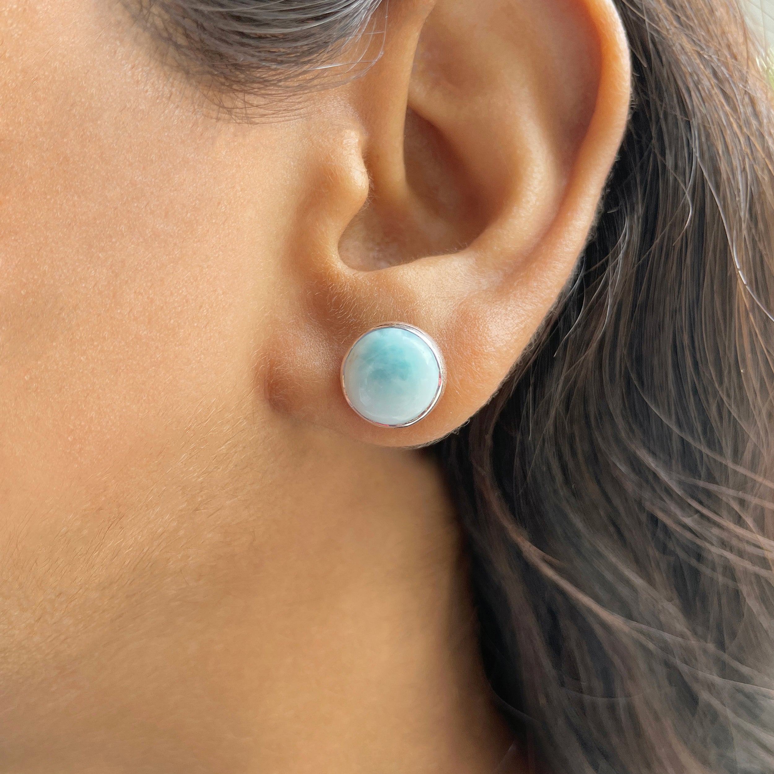 Larimar Stud Earring-(LAR-E-2382.)