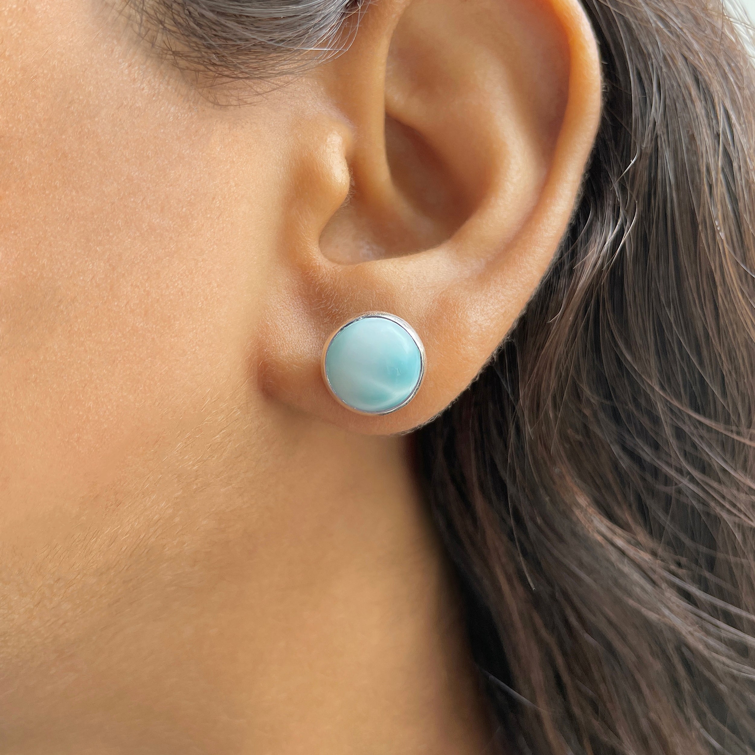 Larimar Stud Earring-(LAR-E-2383.)