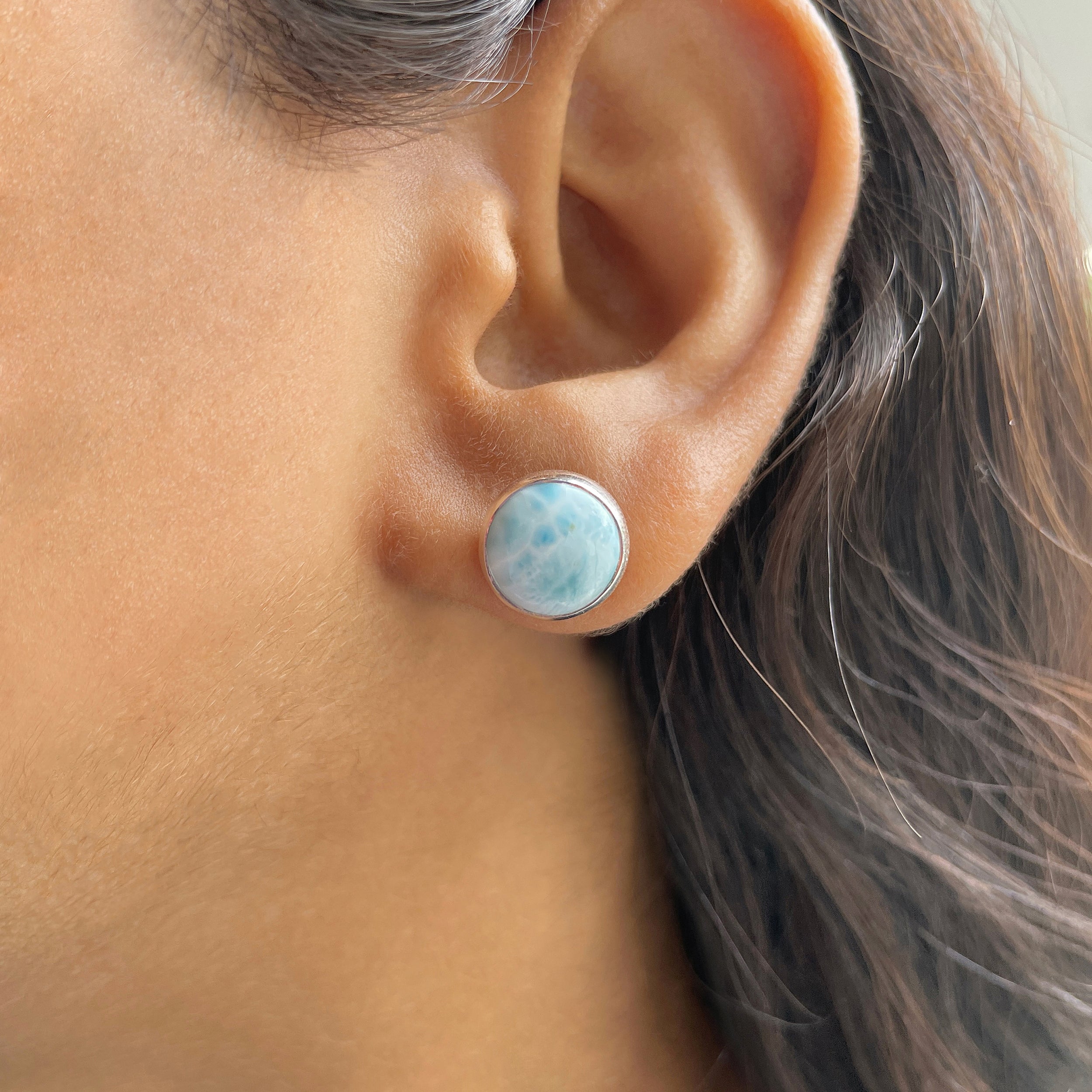 Larimar Stud Earring-(LAR-E-2384.)