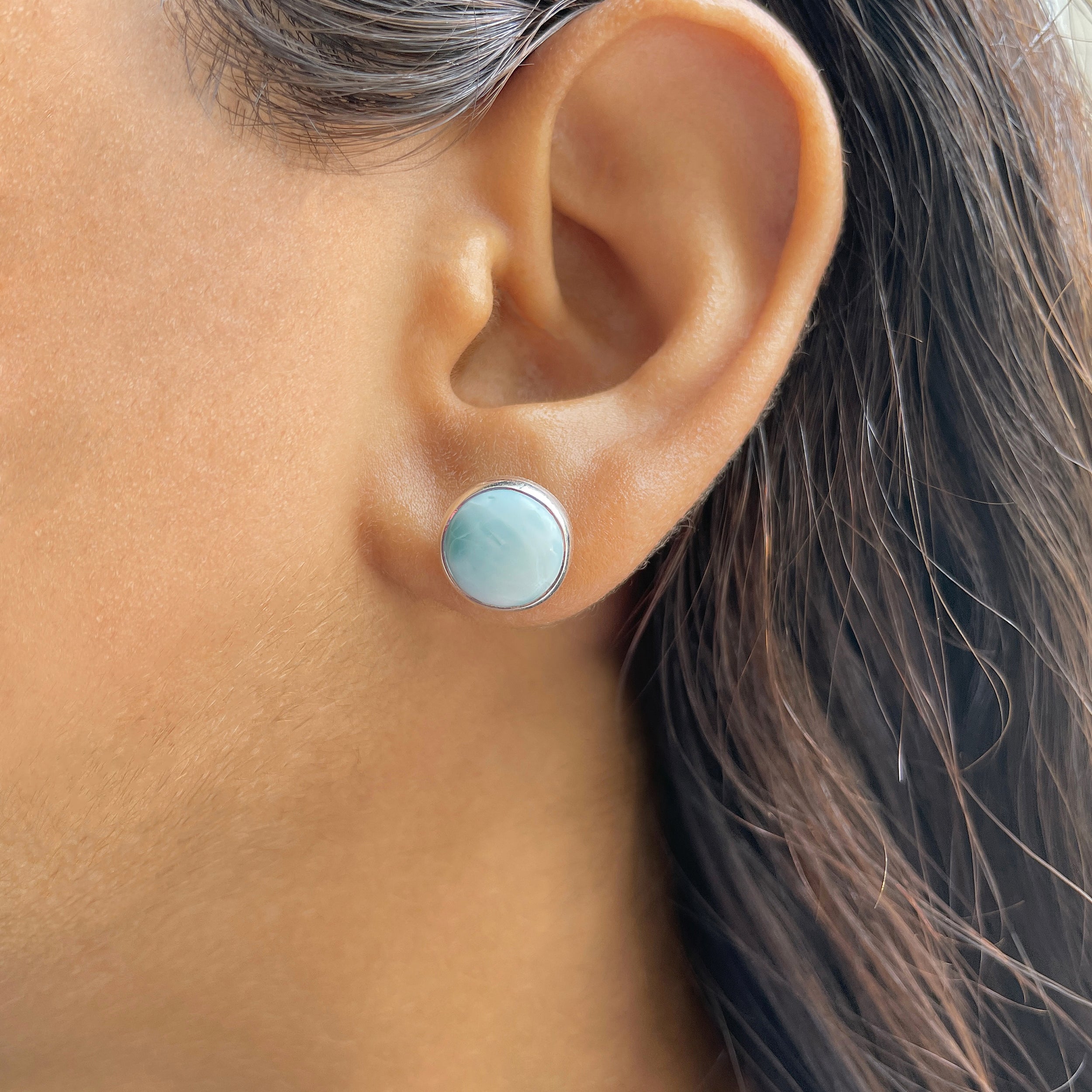 Larimar Stud Earring-(LAR-E-2386.)