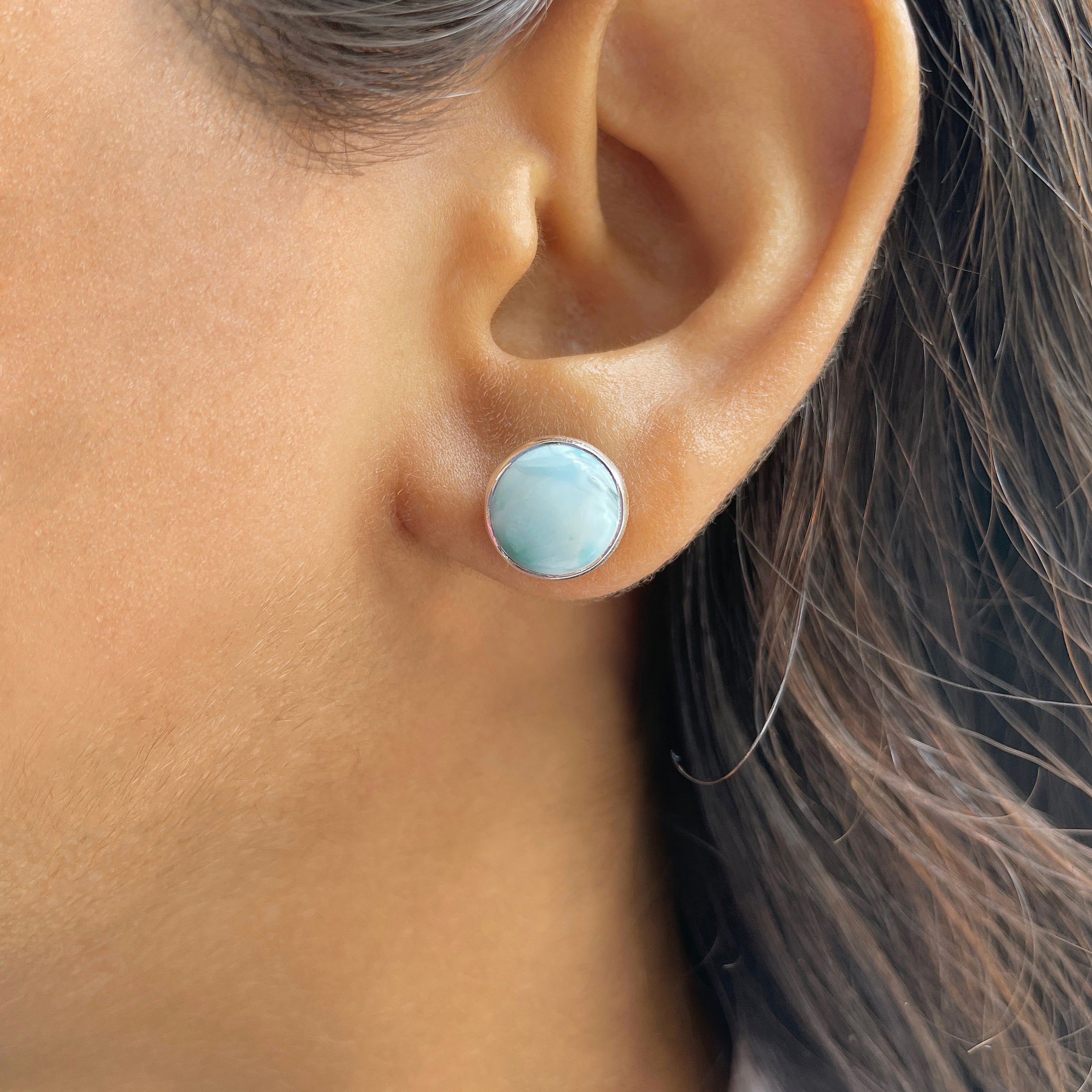 Larimar Stud Earring-(LAR-E-2387.)