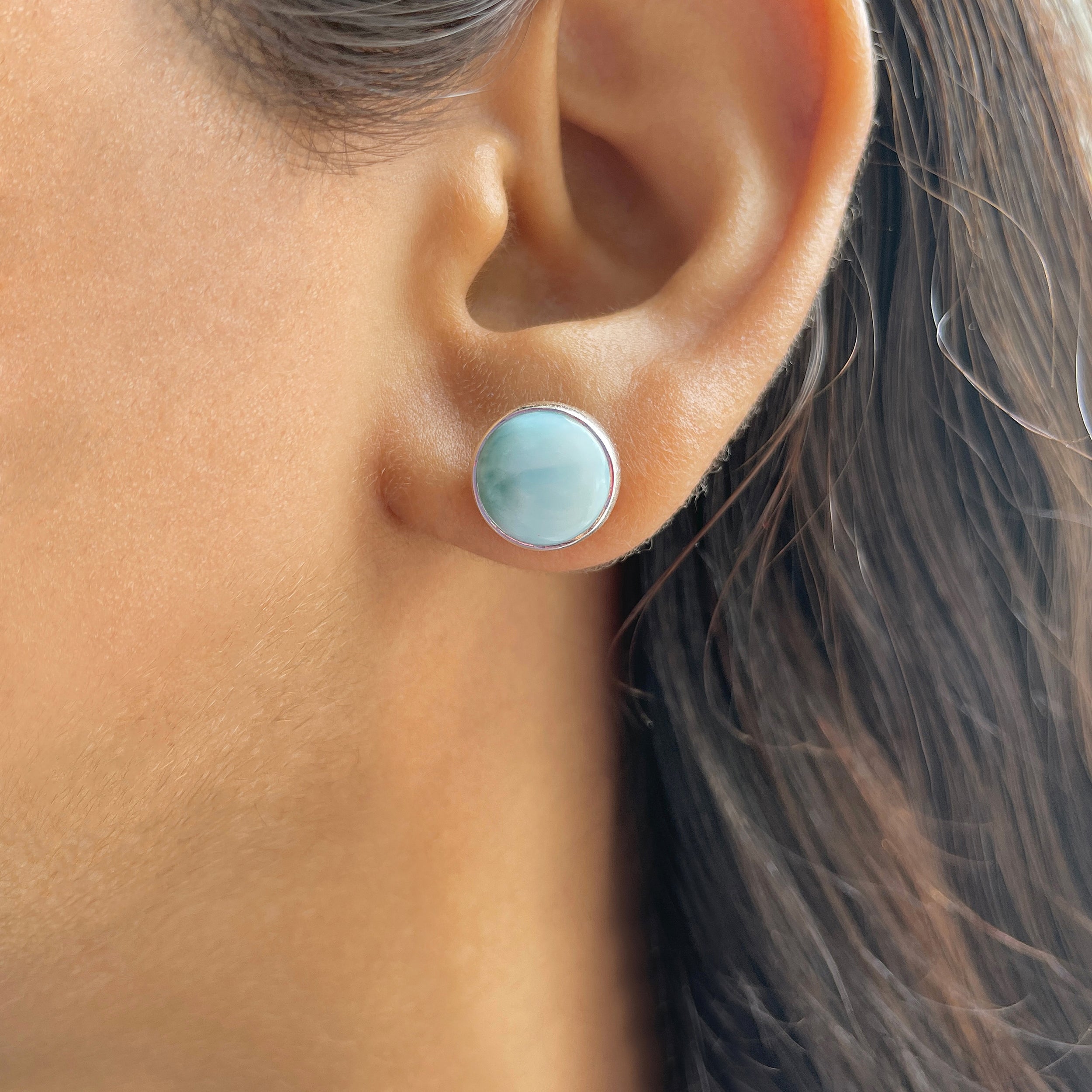 Larimar Stud Earring-(LAR-E-2388.)