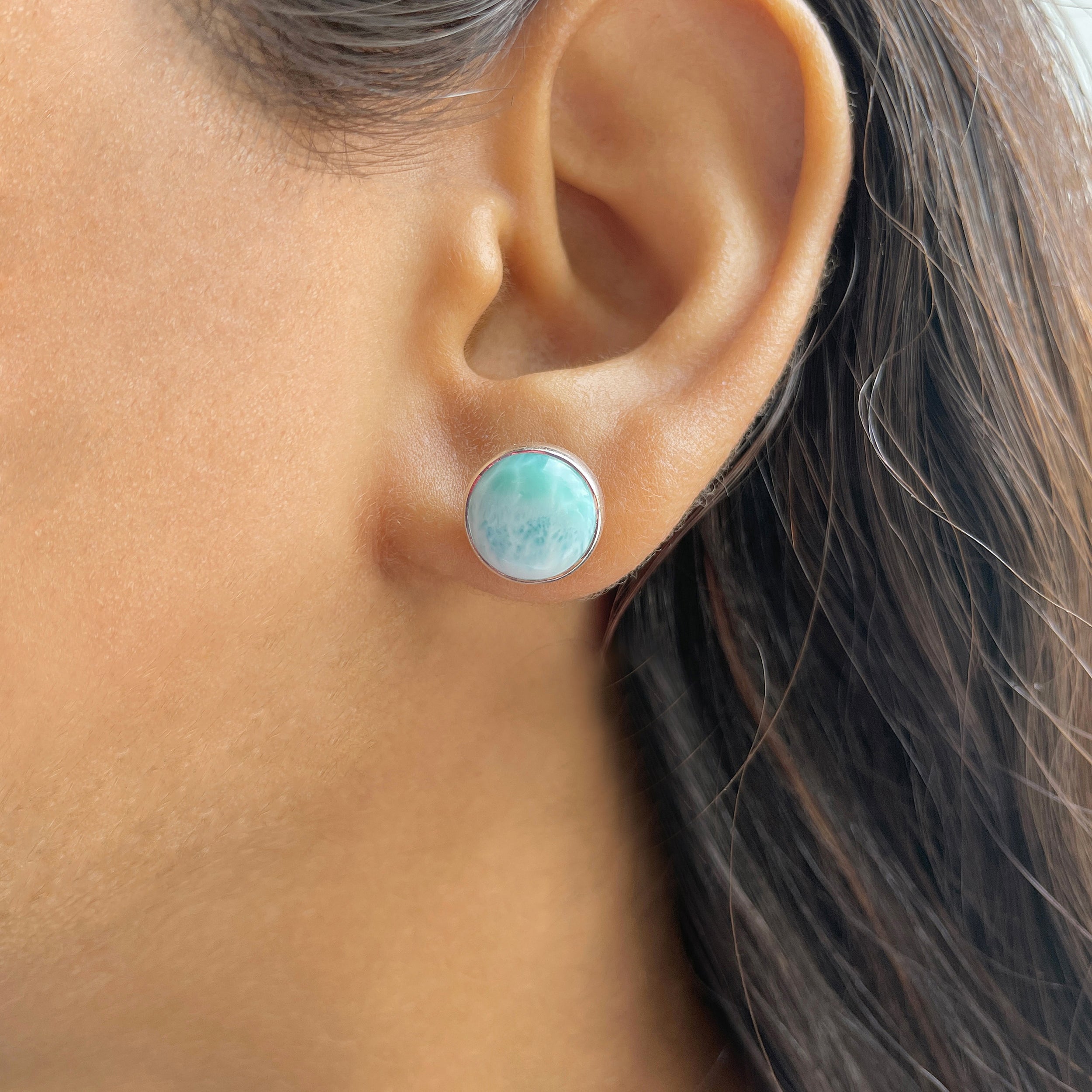 Larimar Stud Earring-(LAR-E-2389.)