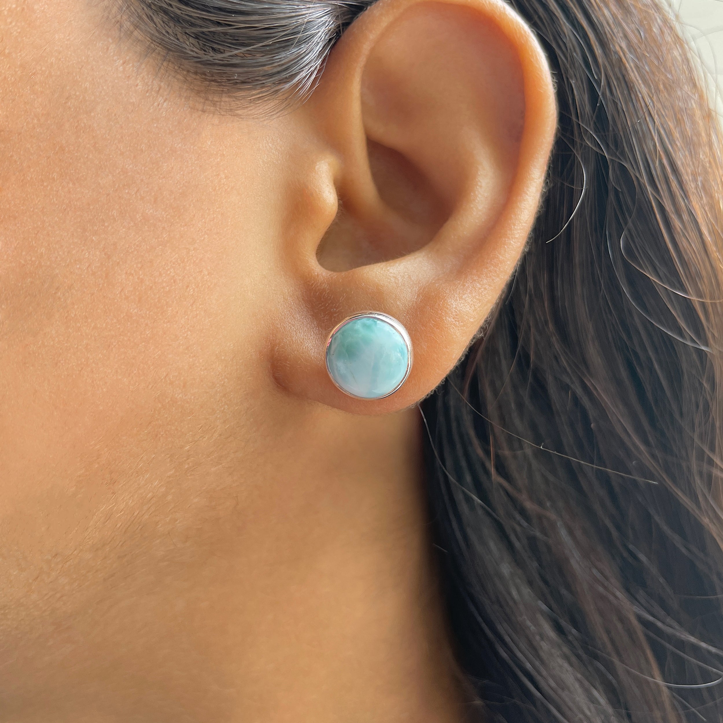Larimar Stud Earring-(LAR-E-2391.)