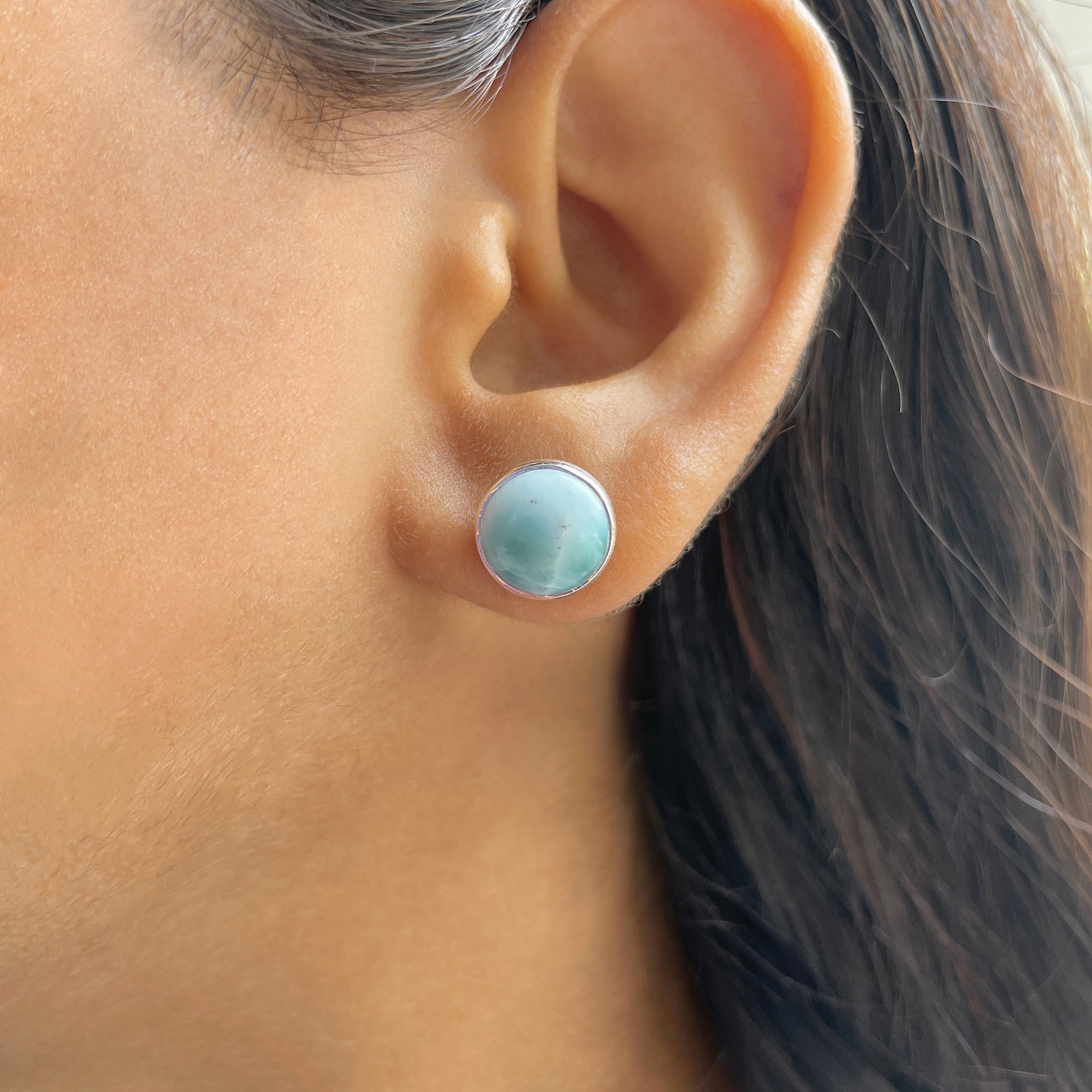 Larimar Stud Earring-(LAR-E-2392.)