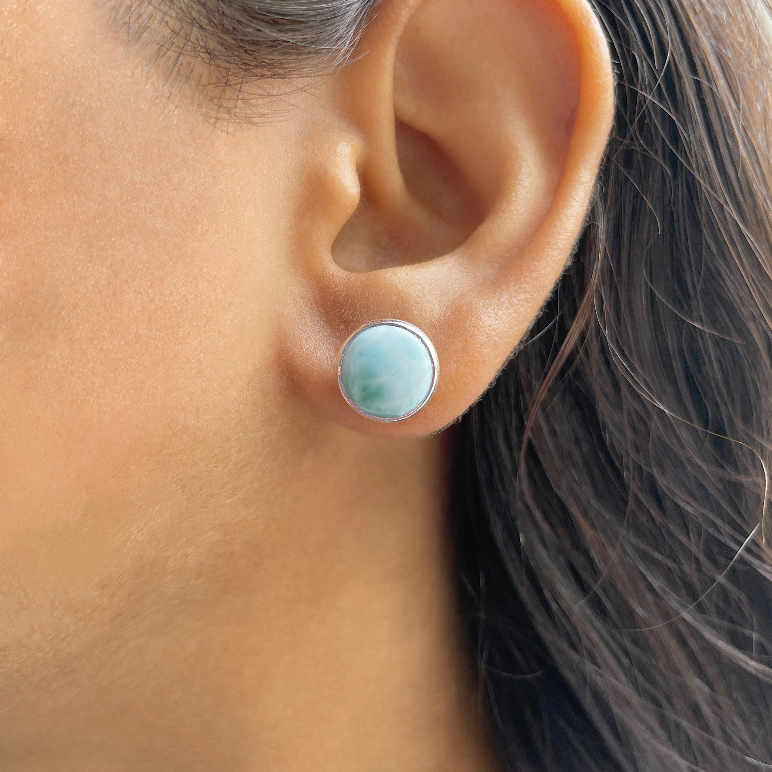 Larimar Stud Earring-(LAR-E-2393.)