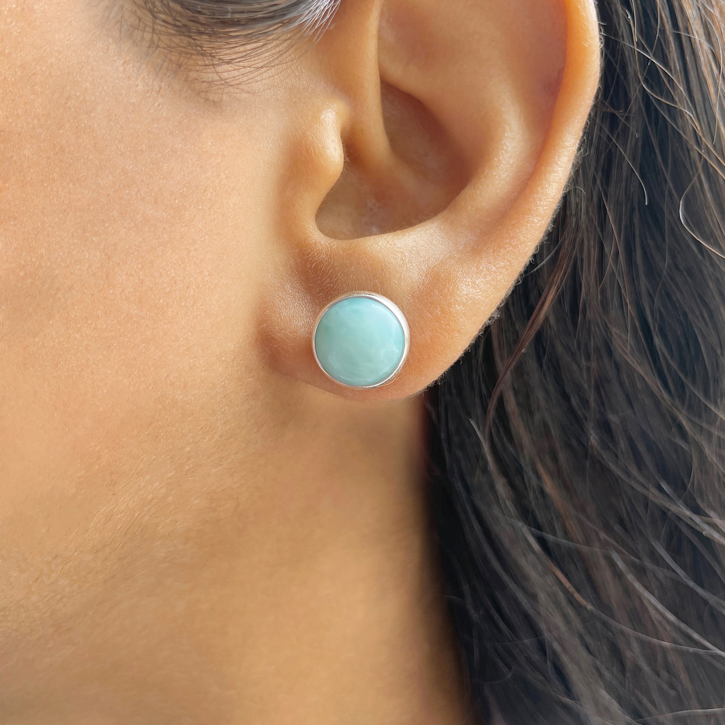 Larimar Stud Earring-(LAR-E-2394.)