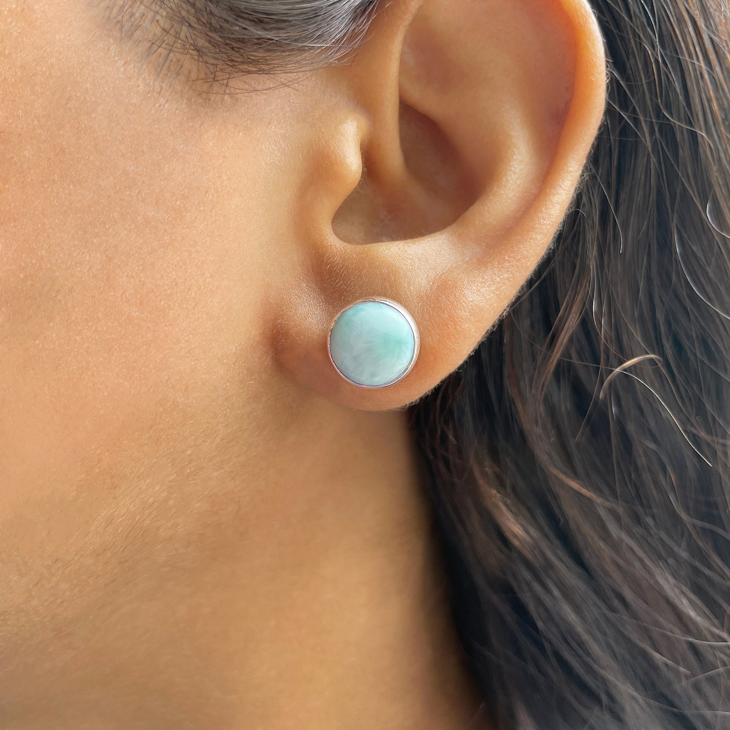Larimar Stud Earring-(LAR-E-2396.)