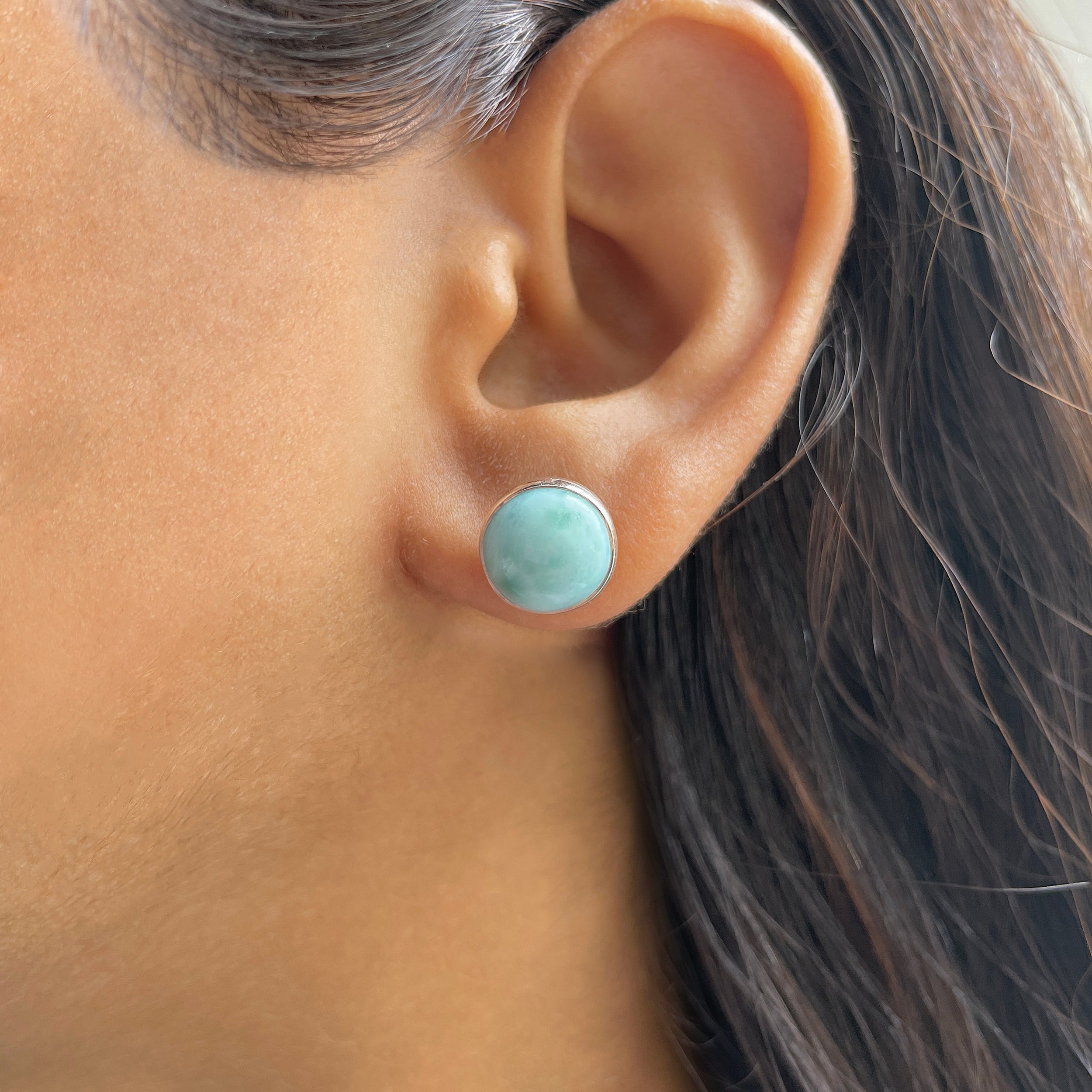 Larimar Stud Earring-(LAR-E-2398.)