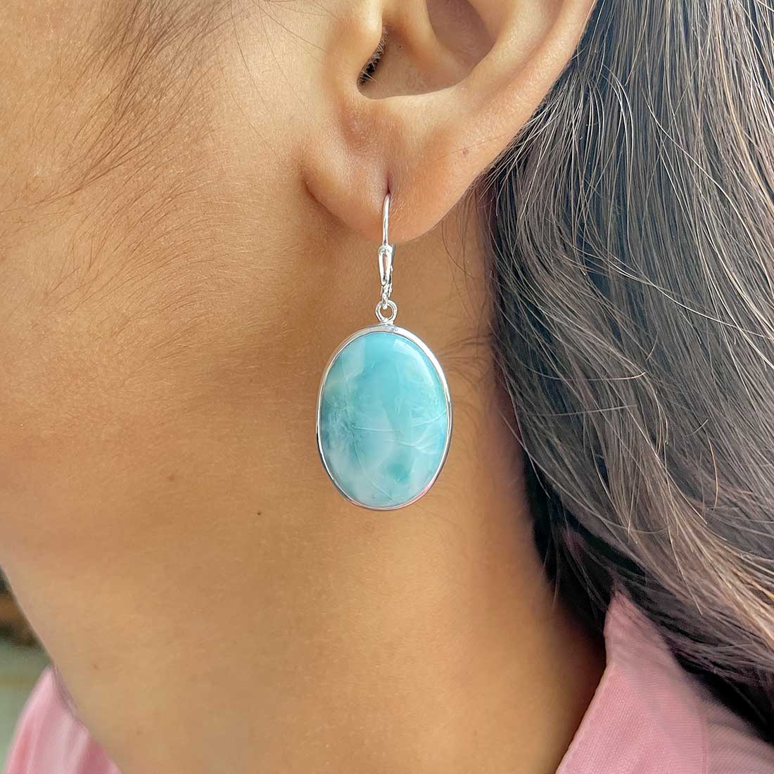 Larimar Earring-(LAR-E-240.)