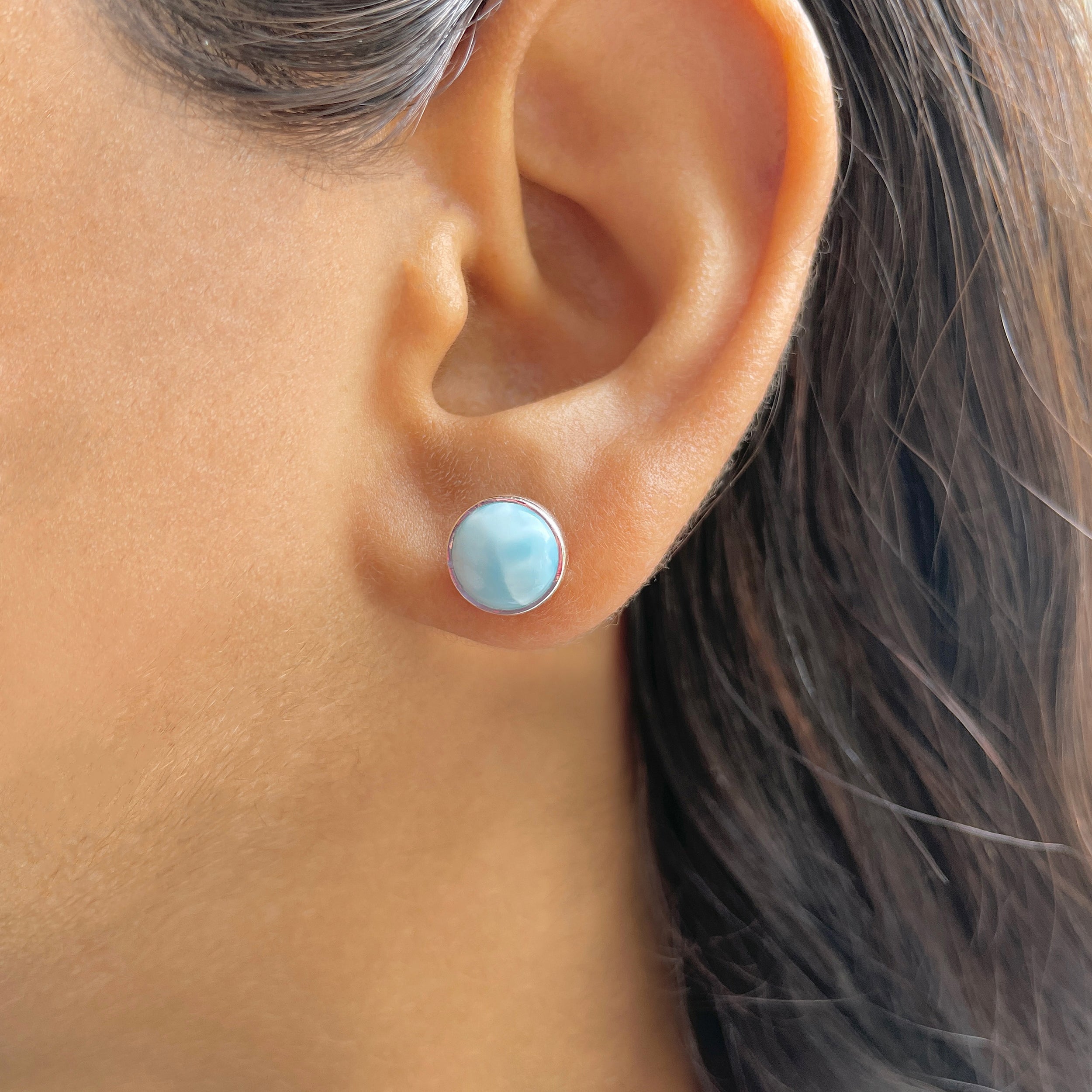 Larimar Stud Earring-(LAR-E-2403.)