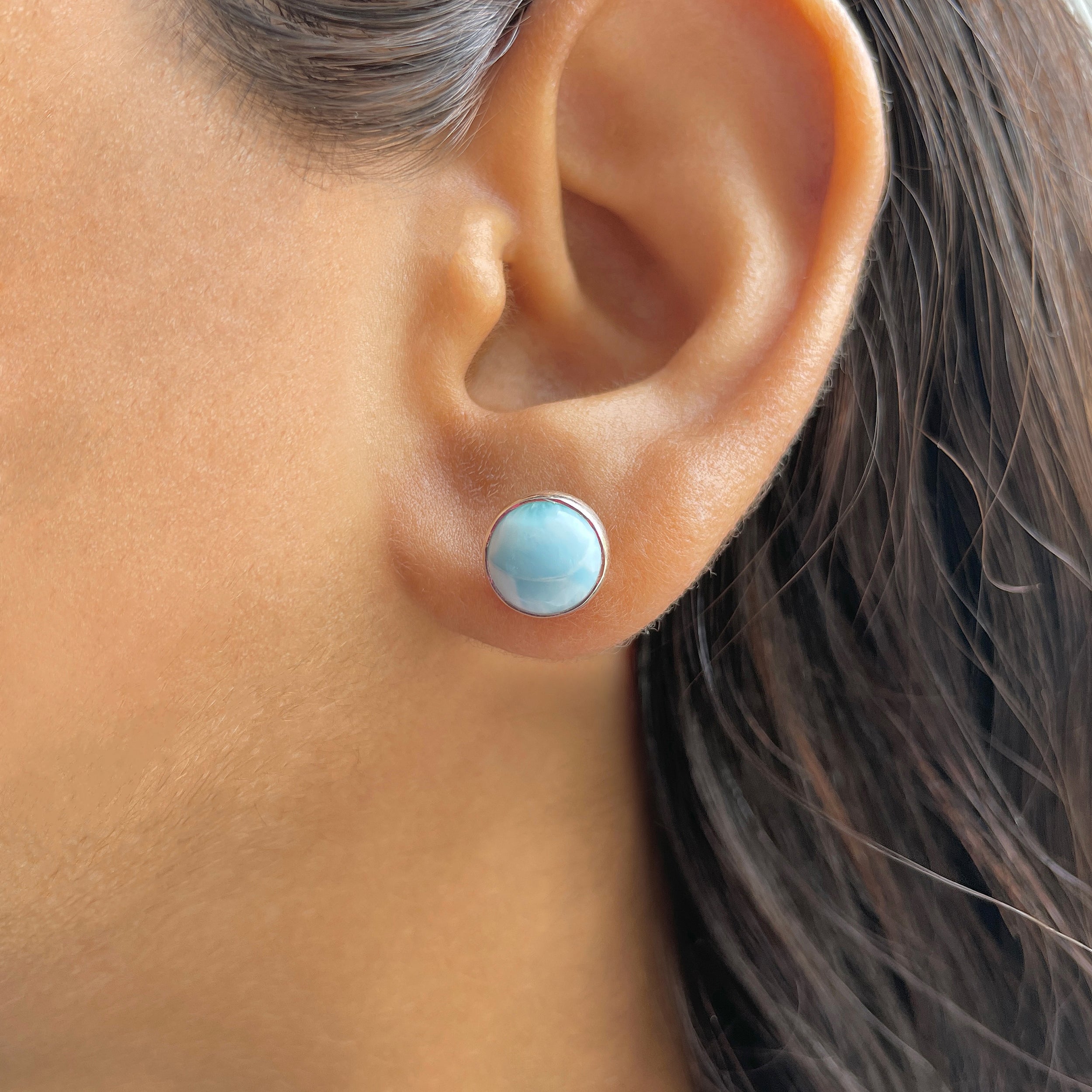 Larimar Stud Earring-(LAR-E-2404.)