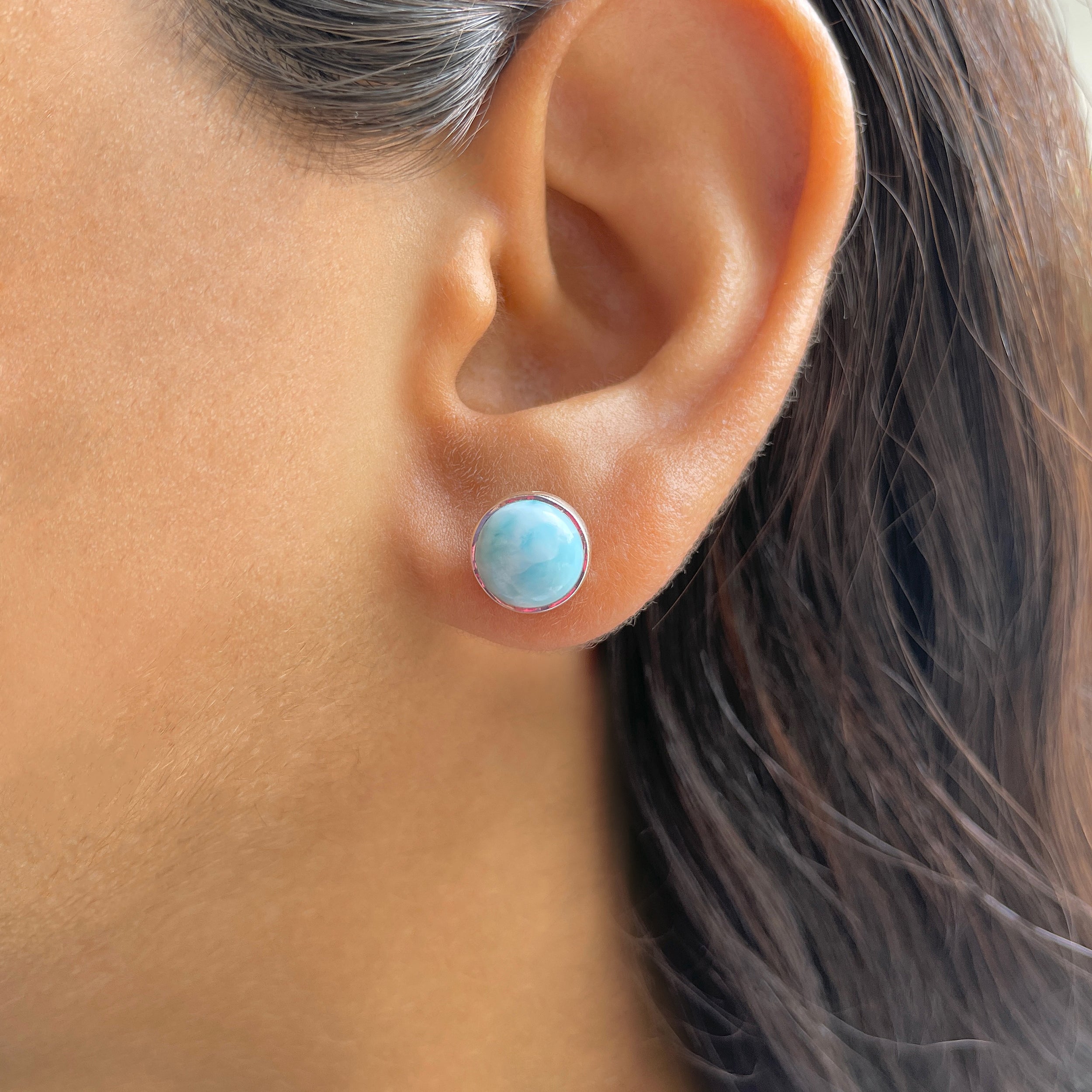 Larimar Stud Earring-(LAR-E-2405.)