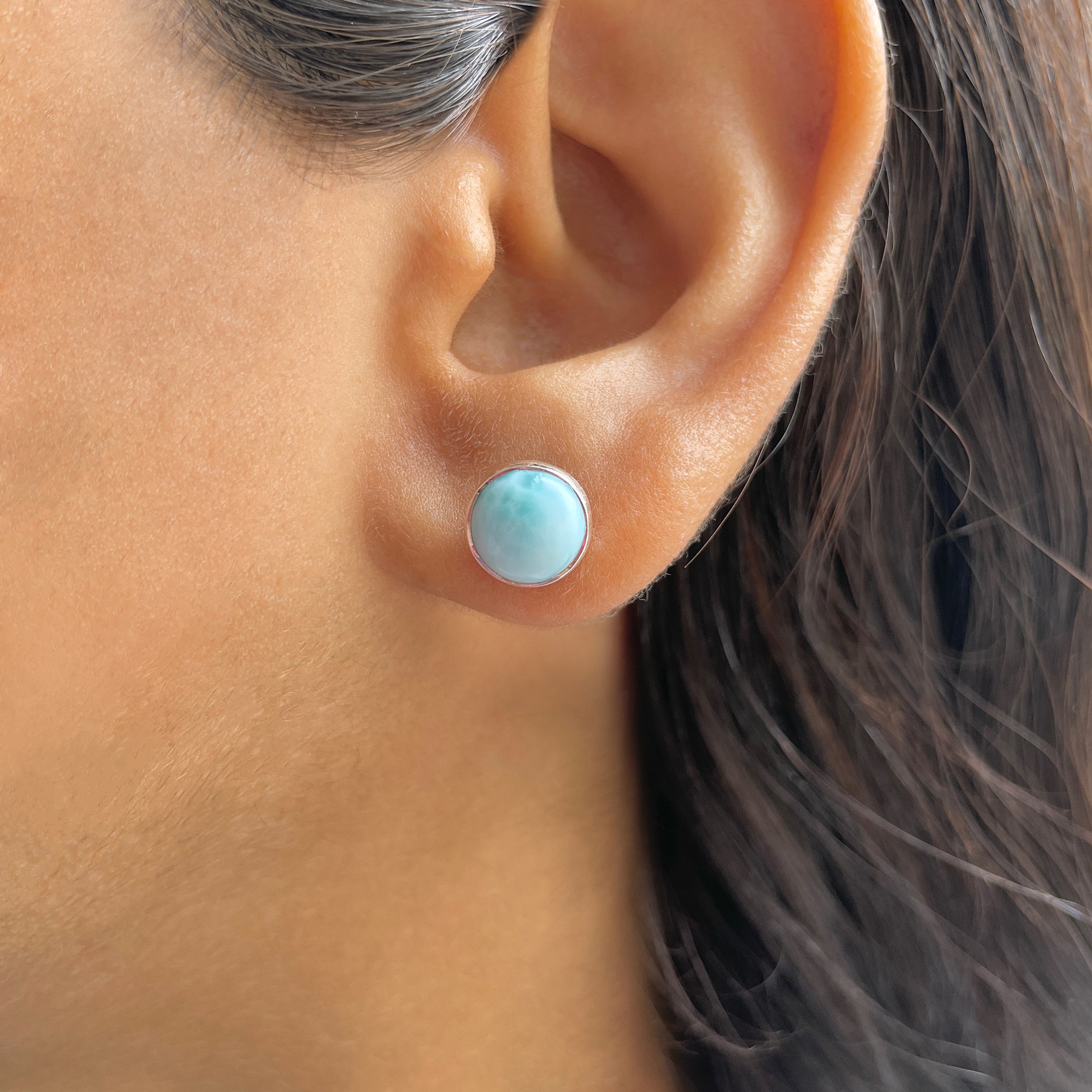 Larimar Stud Earring-(LAR-E-2406.)