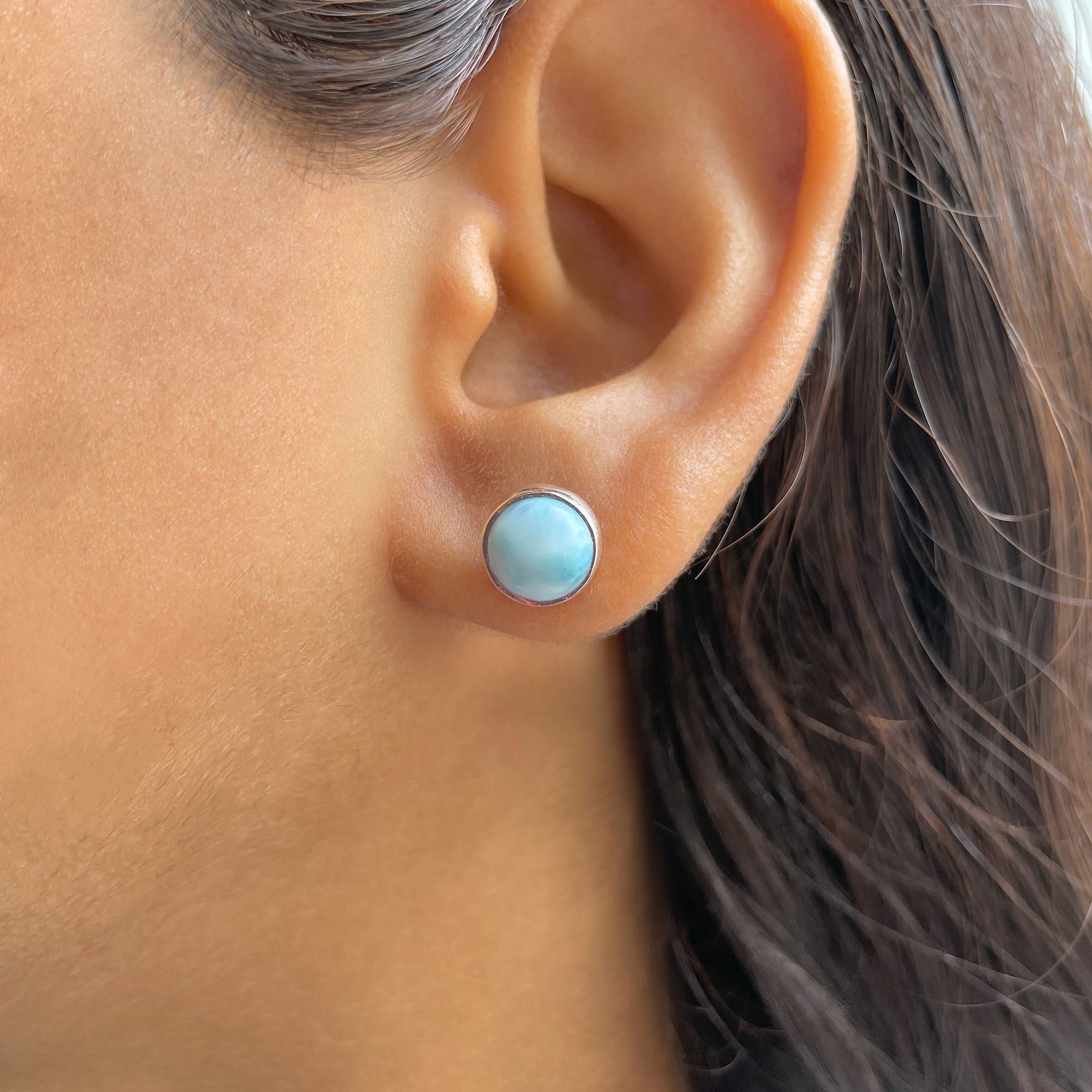 Larimar Stud Earring-(LAR-E-2407.)
