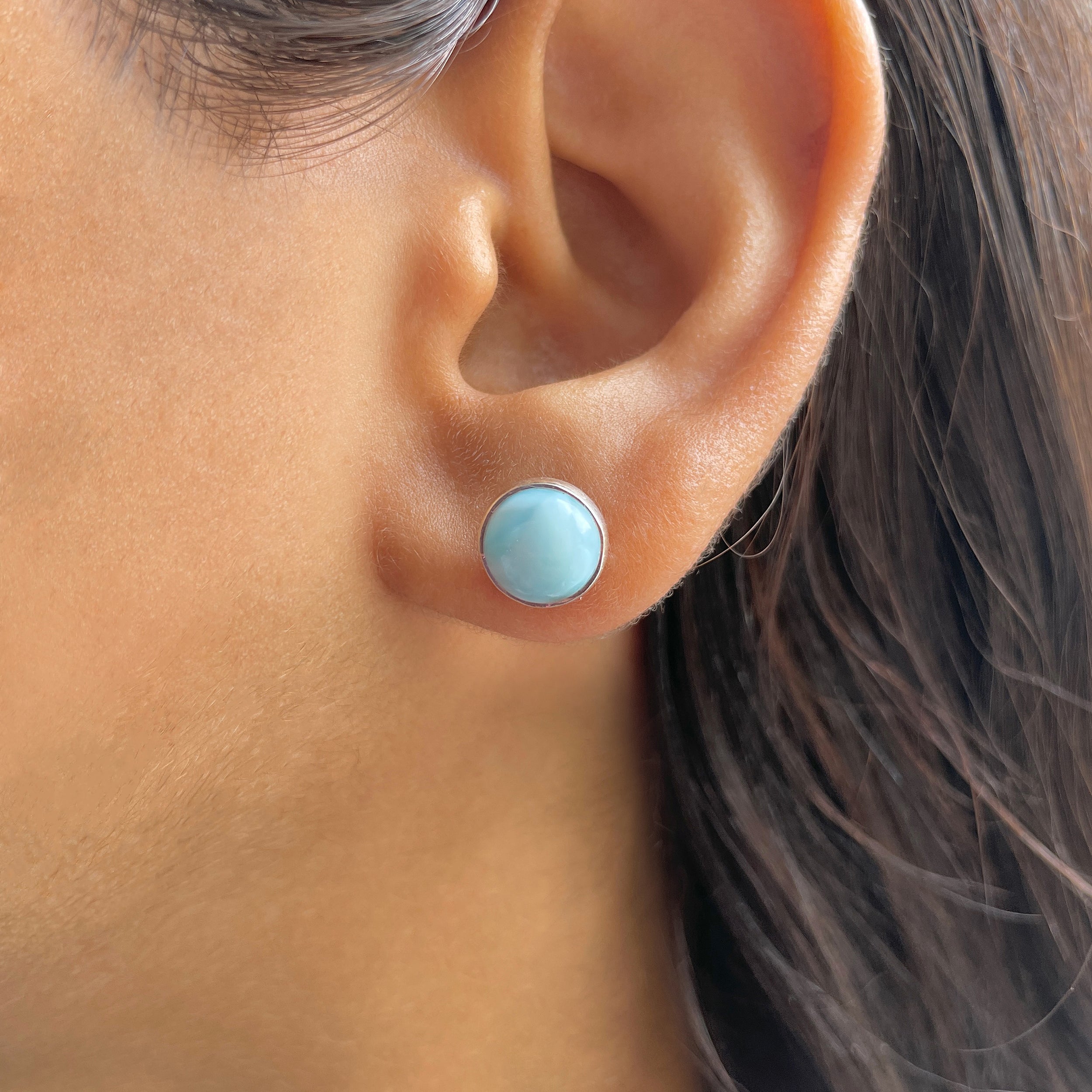 Larimar Stud Earring-(LAR-E-2408.)